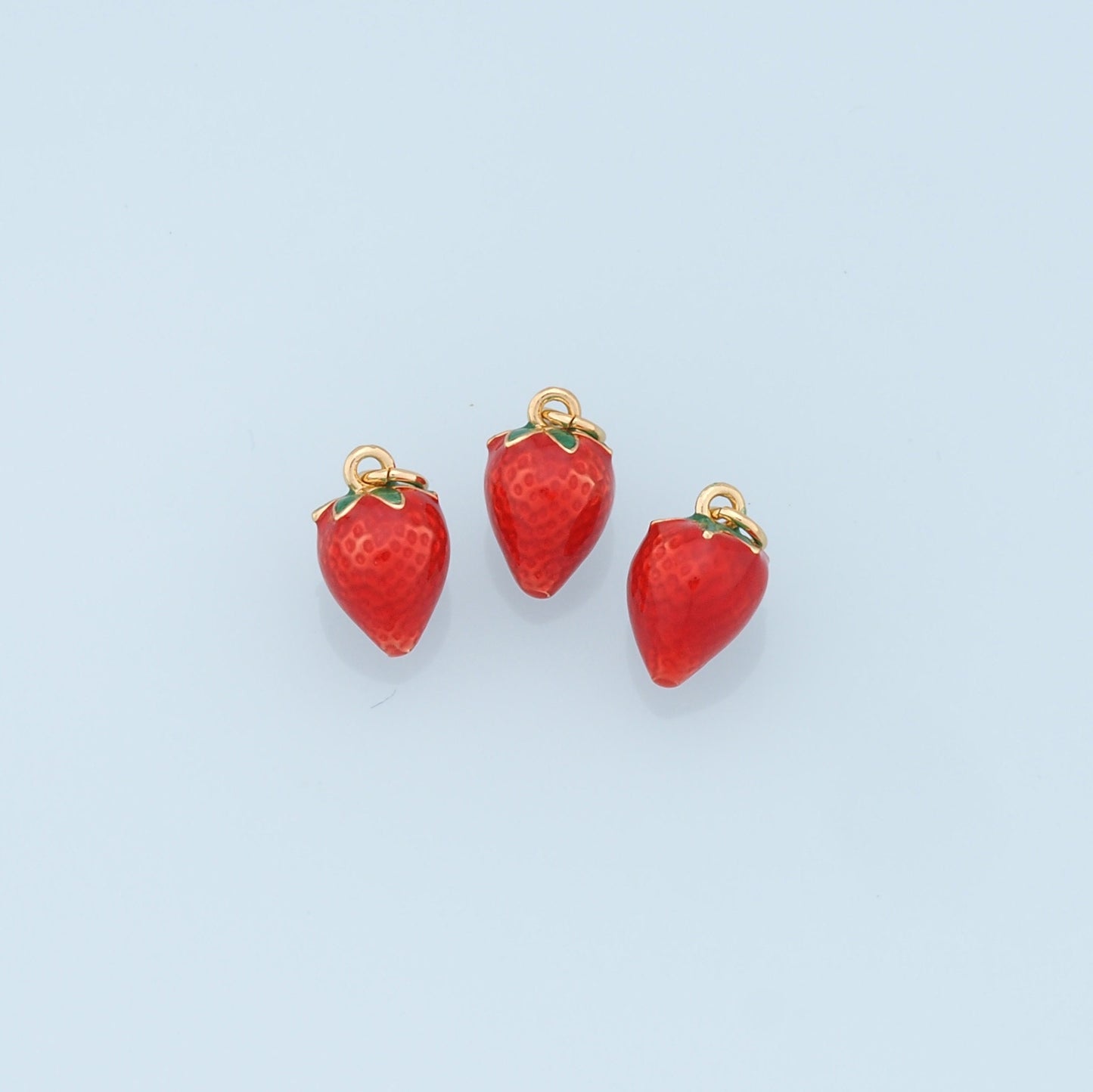 Gold strawberry Charms,18K Gold Filled strawberry Pendant,Fruit Charm Bracelet Necklace for DIY Jewelry Making Supply