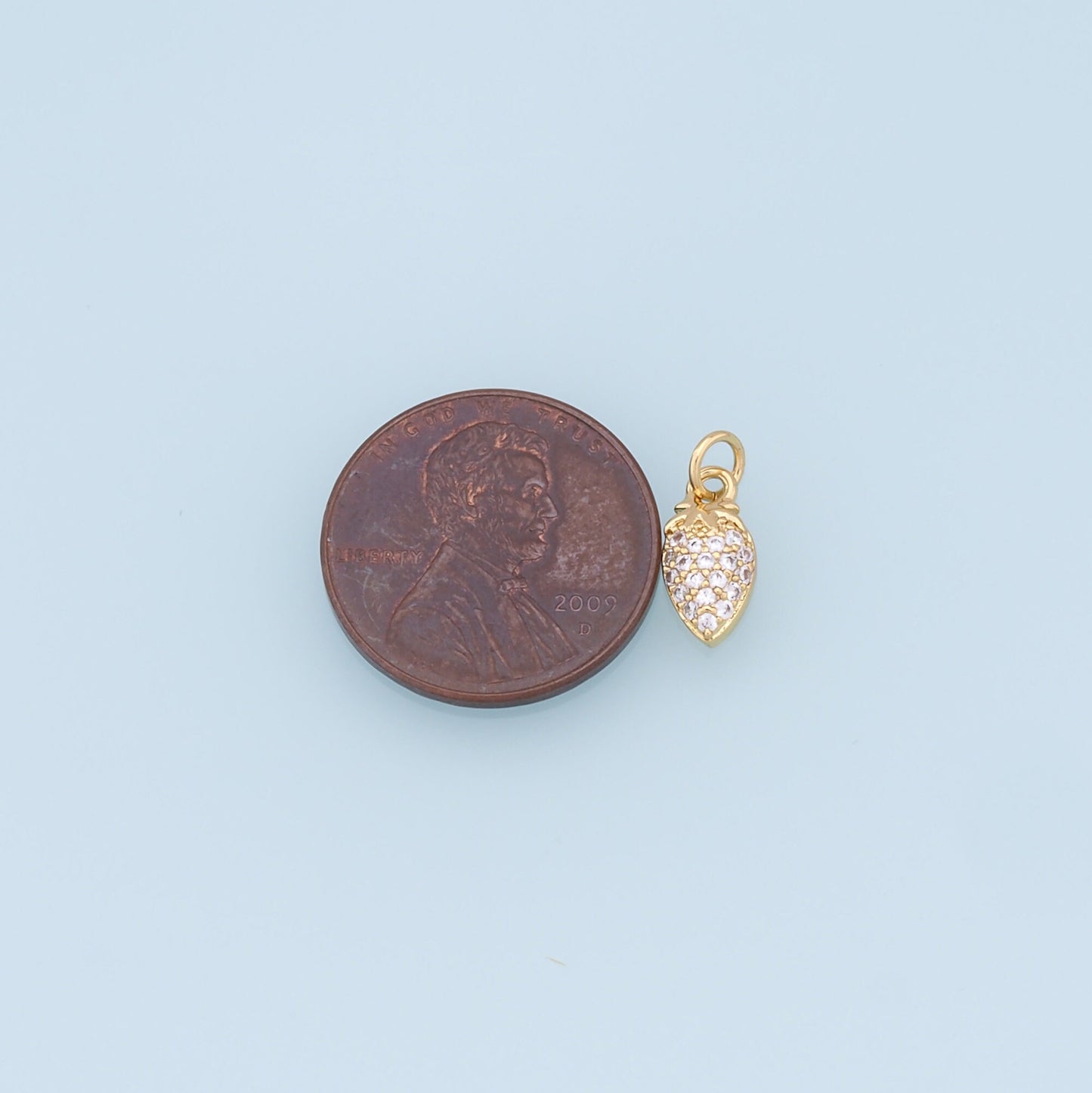 Gold Small Strawberry Charms,18K Gold Filled CZ Strawberry Pendant,Strawberry Charm Bracelet Necklace for DIY Jewelry Making Supply