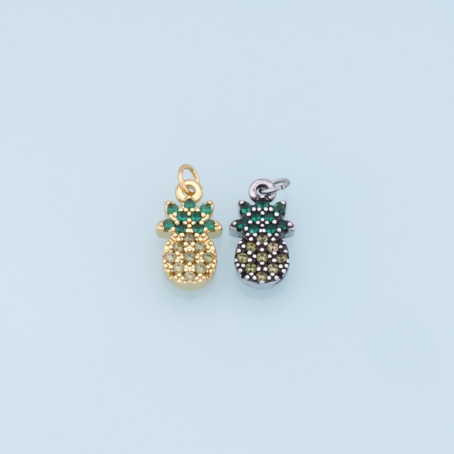 Gold Pineapple Charms,18K Gold Filled CZ Pineapple Pendant,Fruit Charm Bracelet Necklace for DIY Jewelry Making Supply