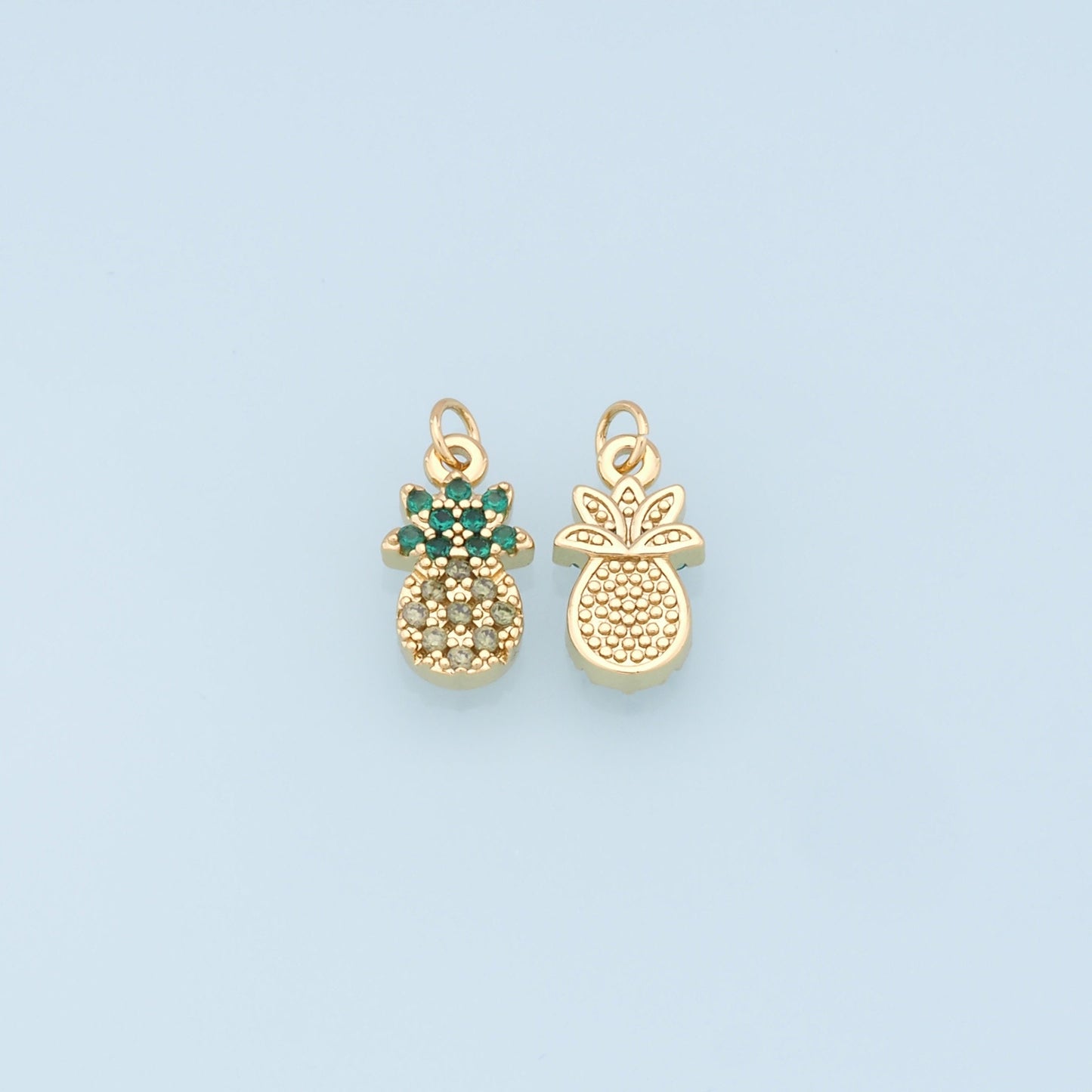 Gold Pineapple Charms,18K Gold Filled CZ Pineapple Pendant,Fruit Charm Bracelet Necklace for DIY Jewelry Making Supply