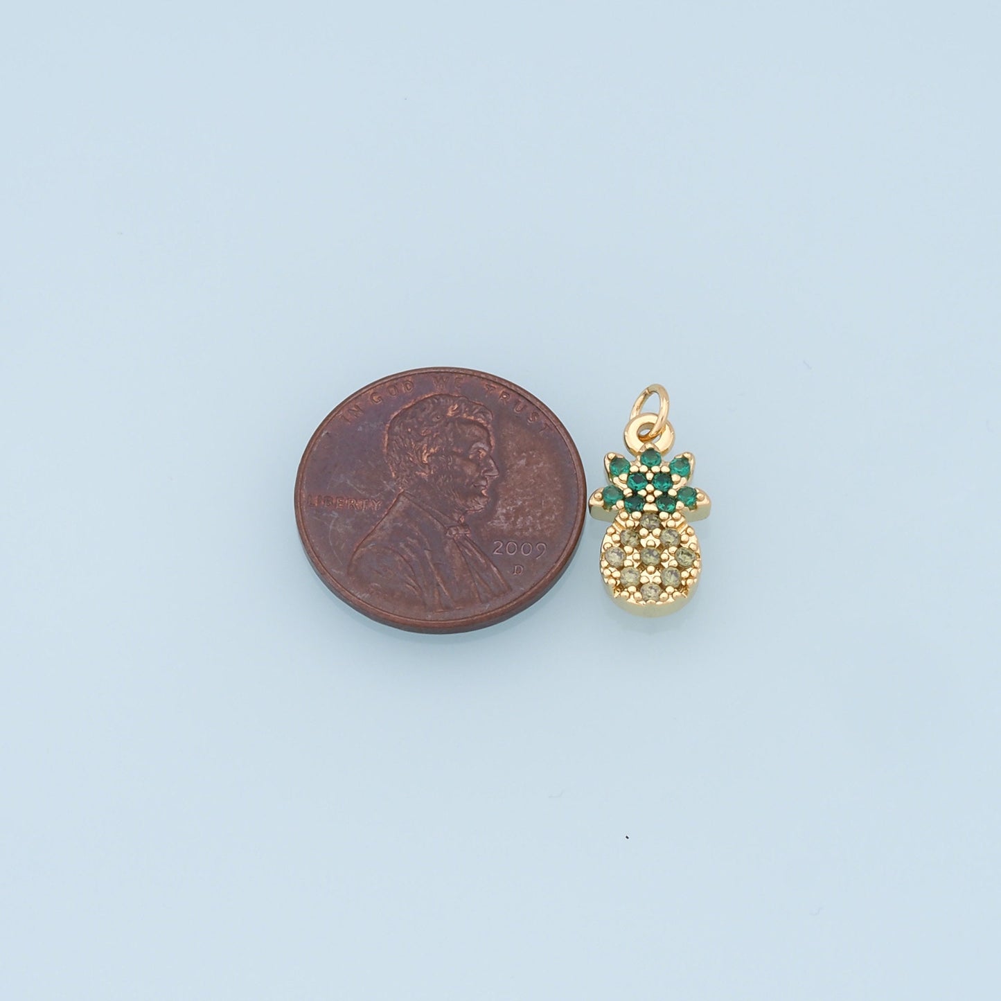 Gold Pineapple Charms,18K Gold Filled CZ Pineapple Pendant,Fruit Charm Bracelet Necklace for DIY Jewelry Making Supply