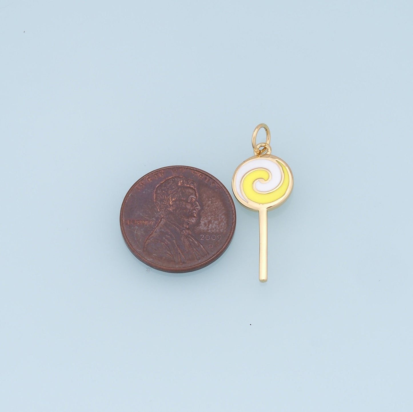 Gold Lollipop Charms,18K Gold Filled Enamel Lollipop Pendant,Candy Charm Bracelet Necklace for DIY Jewelry Making Supply