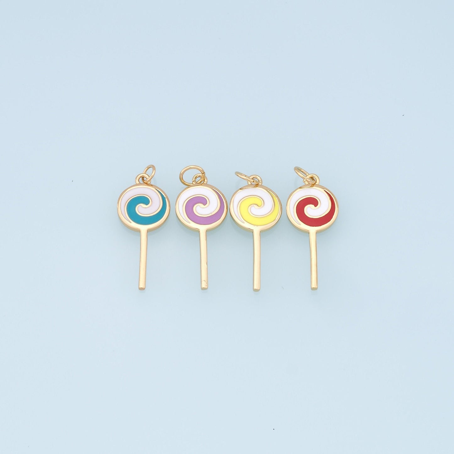 Gold Lollipop Charms,18K Gold Filled Enamel Lollipop Pendant,Candy Charm Bracelet Necklace for DIY Jewelry Making Supply