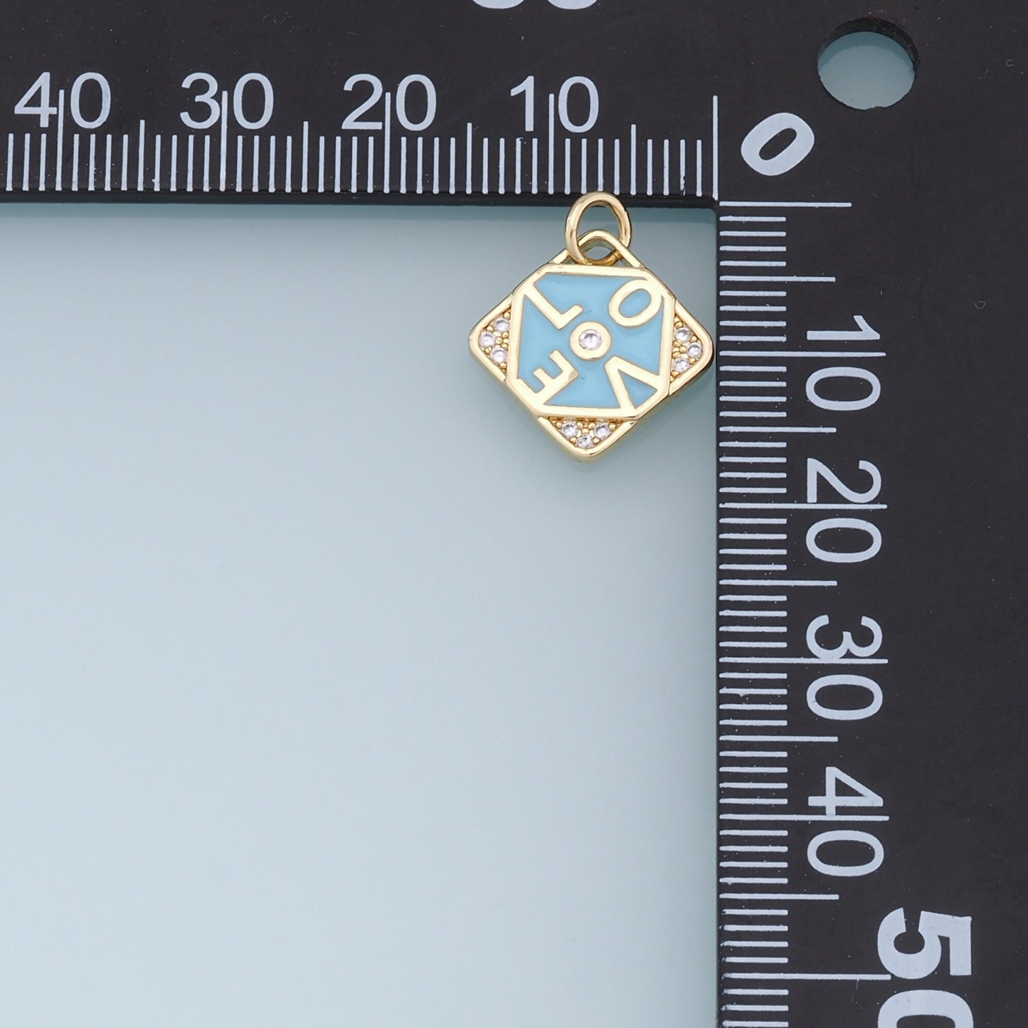 Gold LOVE Charms,18K Gold Filled Enamel LOVE Pendant,Diamond Charms Bracelet Necklace for DIY Jewelry Making Supply