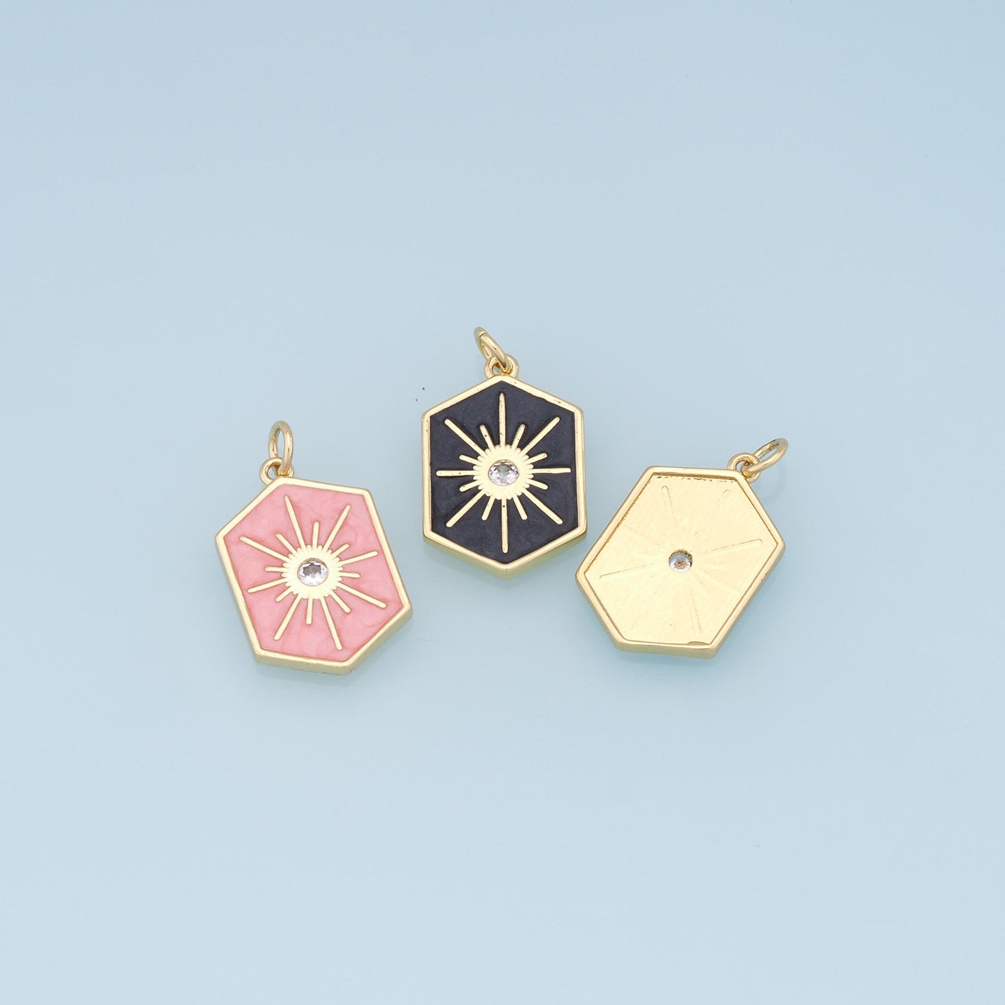 Gold Star Charms,18K Gold Filled Starburst Pendant,Shell North Star Charm Bracelet Necklace for DIY Jewelry Making Supply
