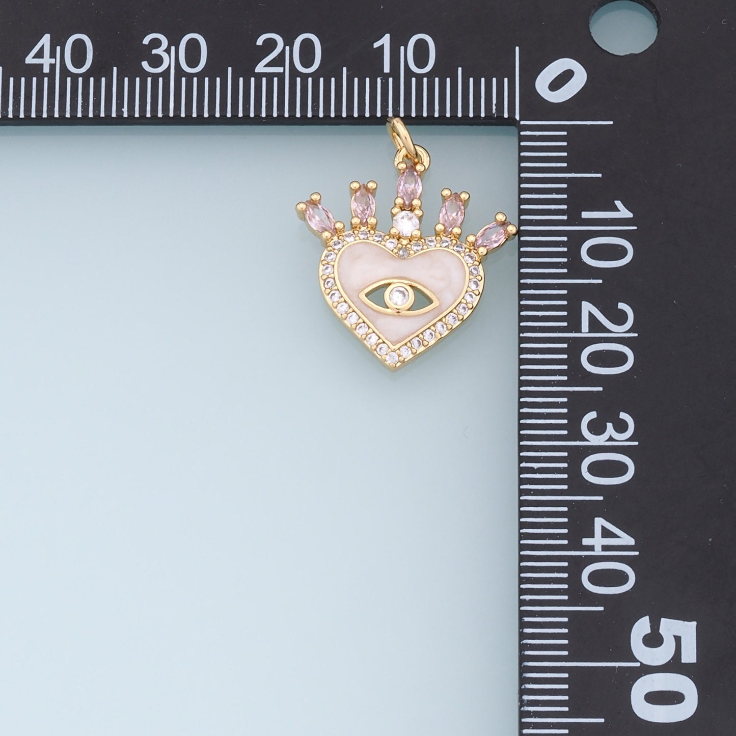 Gold Heart Evil Eye Charms,18K Gold Filled Heart Pendant,CZ Heart Evil Eye Charm Bracelet Necklace for DIY Jewelry Making Supply