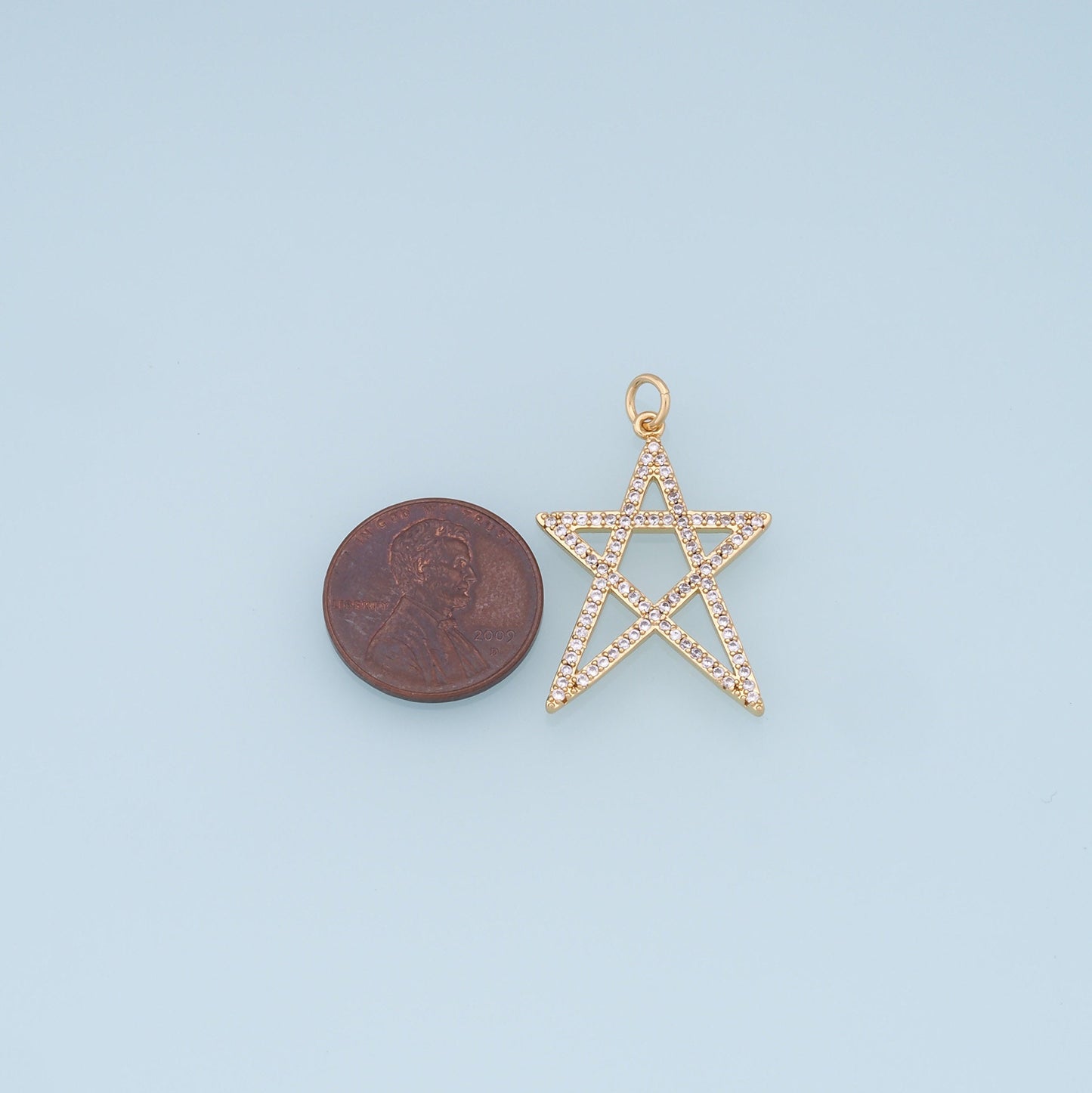 Gold David Star Charms,18K Gold Filled CZ Micro Pave Star Pendant,Star Charm Bracelet Necklace for DIY Jewelry Making Supply