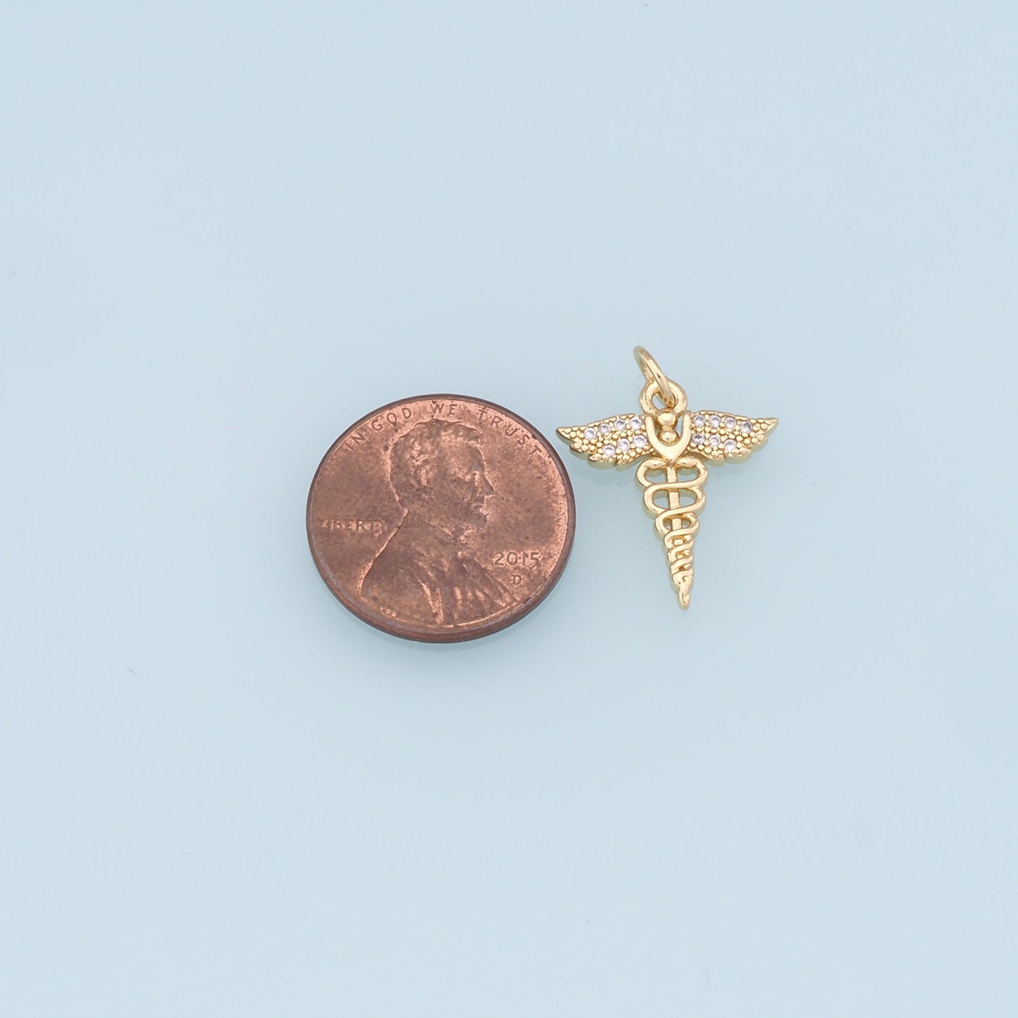 Gold Wings Cross Charms,18K Gold Filled CZ Micro Pave Wings Pendant, Angel Charm Bracelet Necklace for DIY Jewelry Making Supply