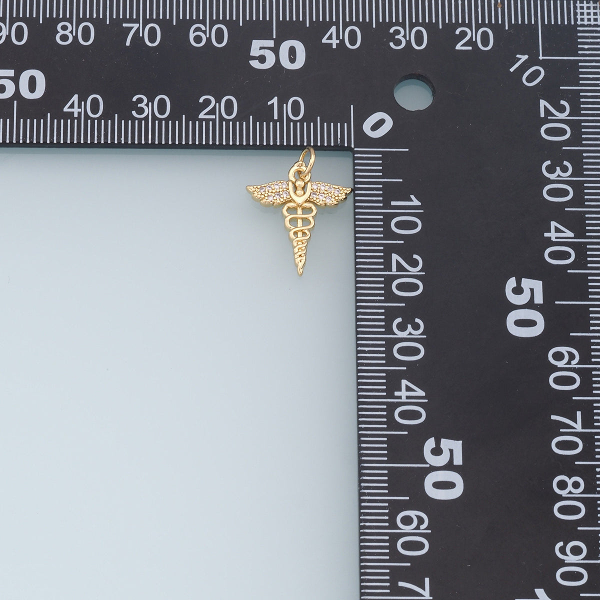 Gold Wings Cross Charms,18K Gold Filled CZ Micro Pave Wings Pendant, Angel Charm Bracelet Necklace for DIY Jewelry Making Sup