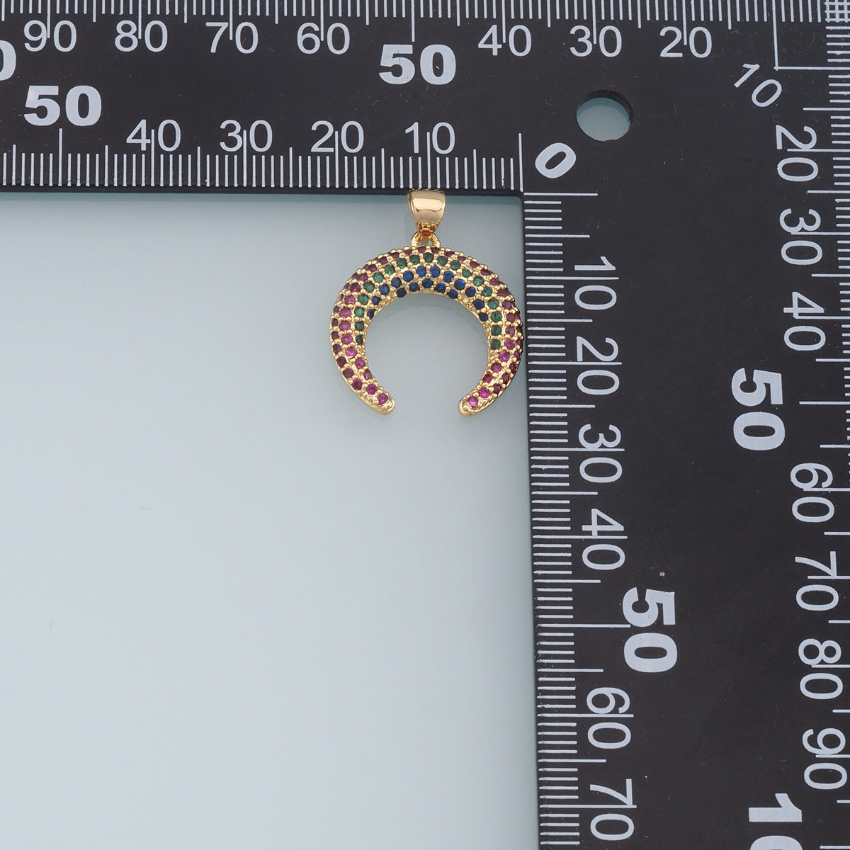 Gold Moon Charms,18K Gold Filled Moon Pendant,CZ Micro Pave Star Charm Bracelet Necklace for DIY Jewelry Making Supply