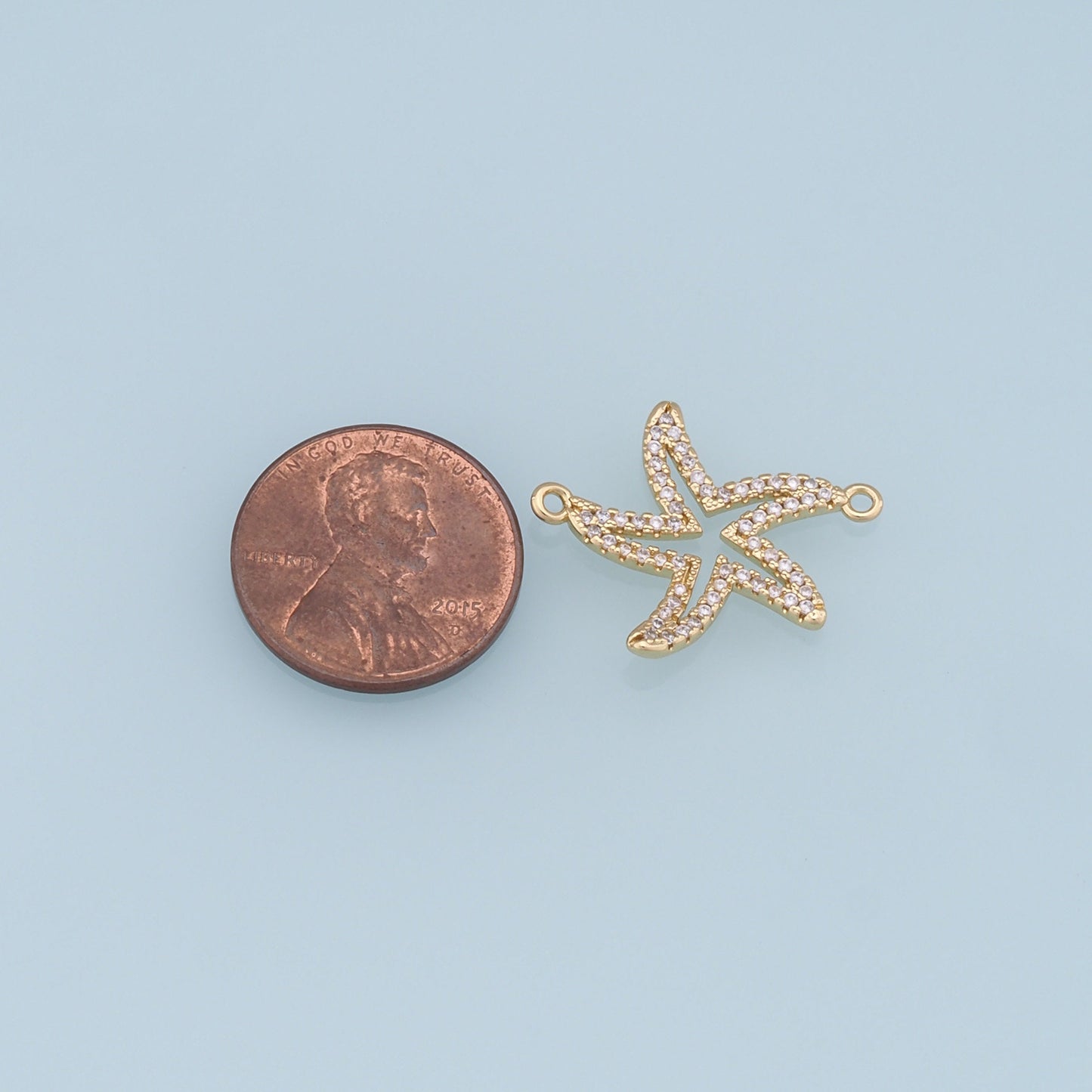 Gold Starfish Connector Charms,18K Gold Filled Sea star Pendant,Starfish Charm Bracelet Necklace for DIY Jewelry Making Supply
