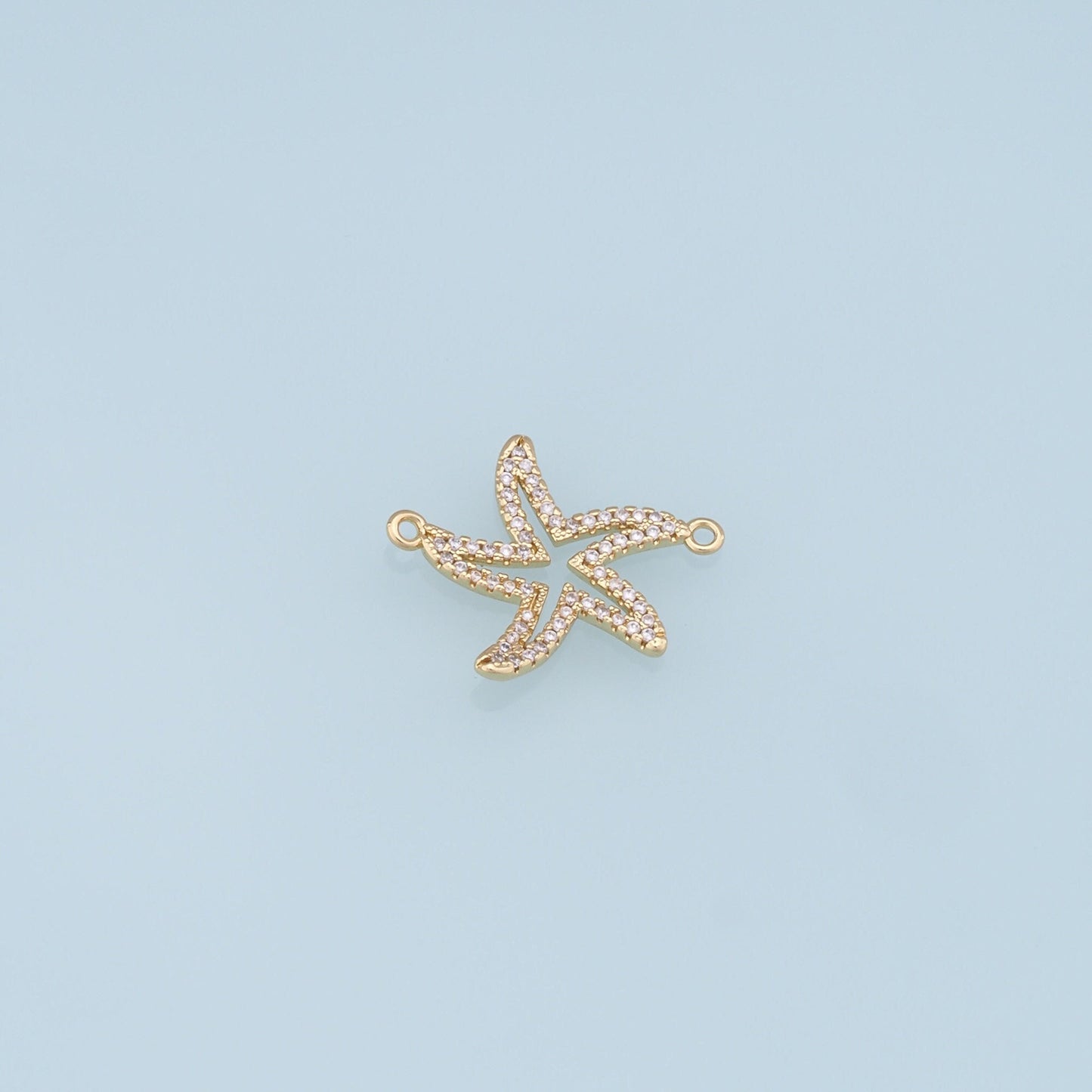 Gold Starfish Connector Charms,18K Gold Filled Sea star Pendant,Starfish Charm Bracelet Necklace for DIY Jewelry Making Supply