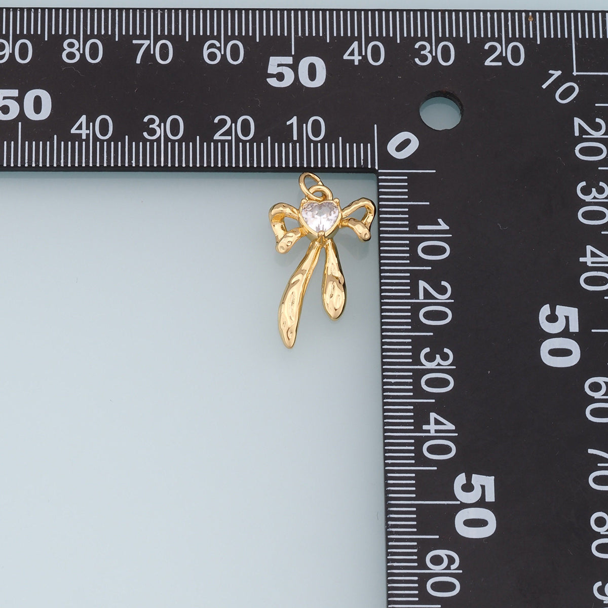18K Gold Filled Bow CZ Charm Pendant for Jewelry Making