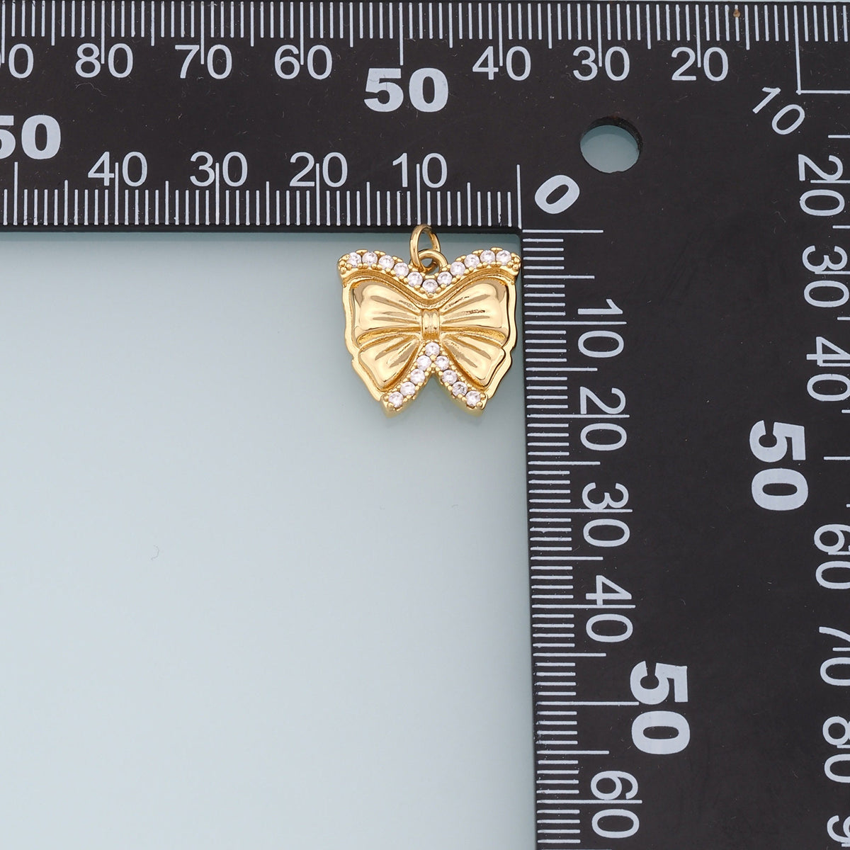 18K Gold Filled Cubic Zirconia Bow Charm Pendant for Jewelry Making