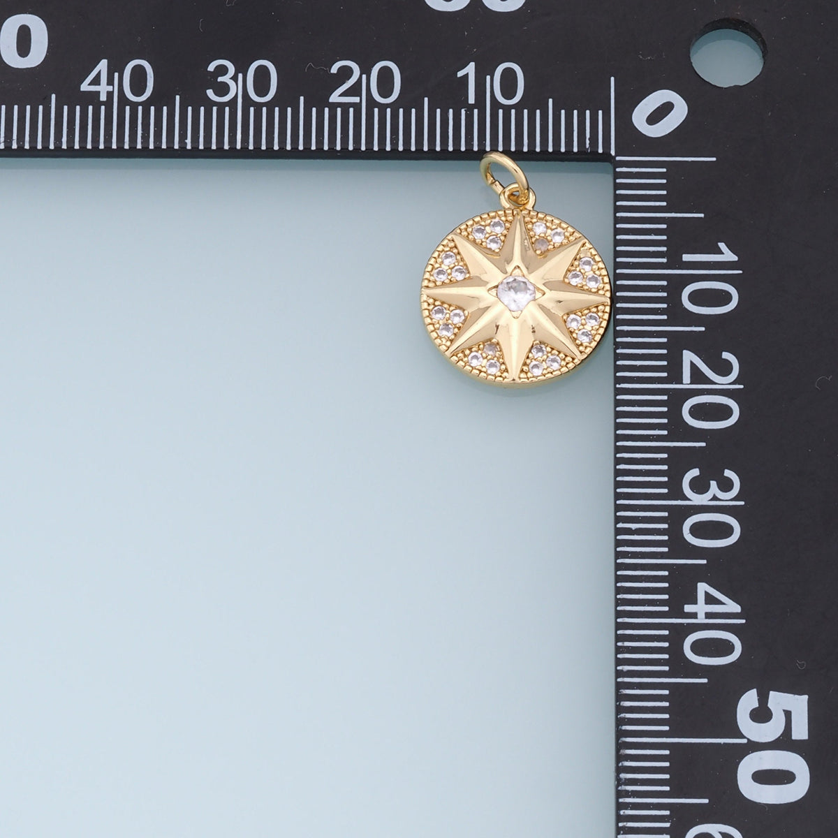 Gold Star Charms,18K Gold Filled Starburst Pendant,CZ North Star Charm Bracelet Necklace for DIY Jewelry Making Supply