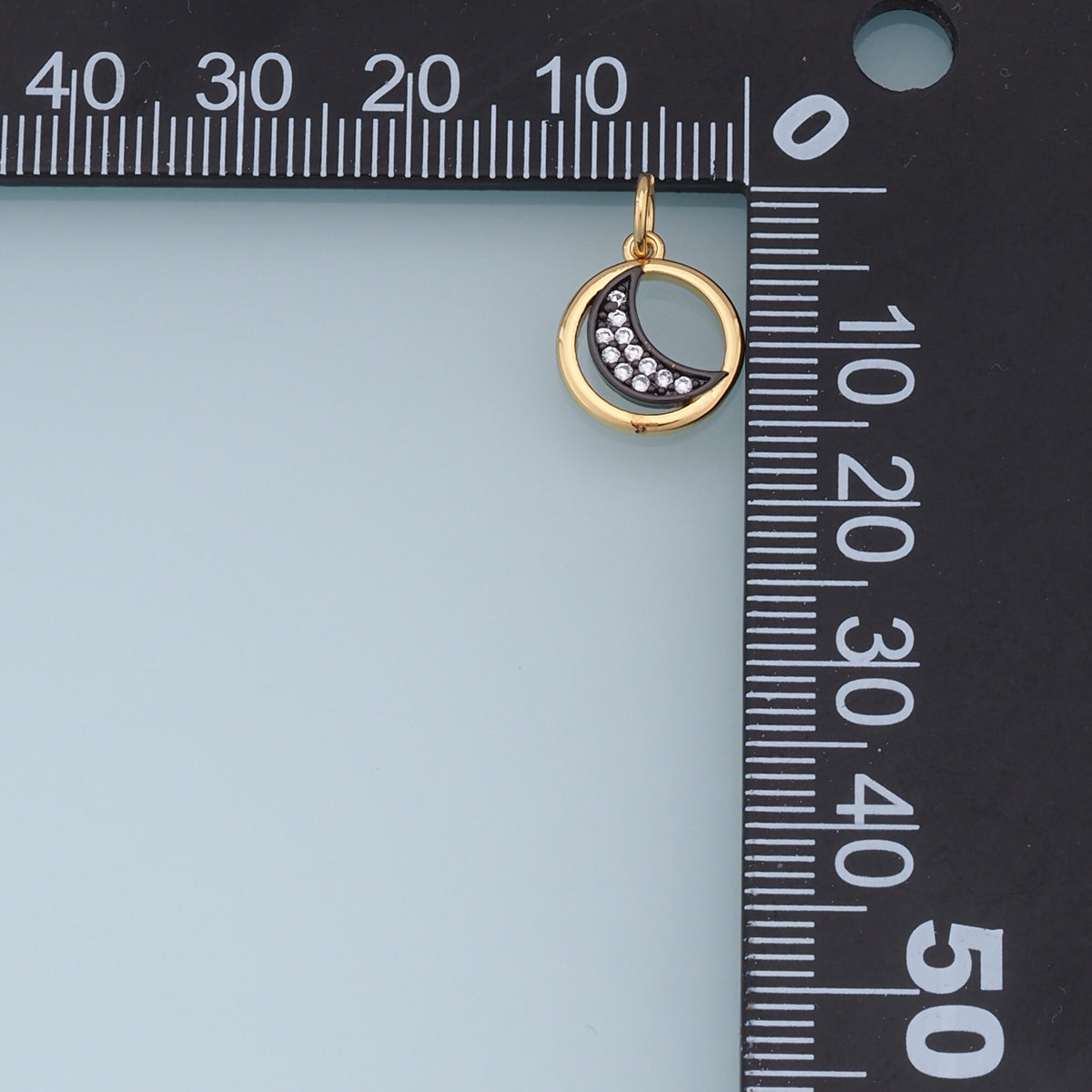 18K Gold Filled Moon CZ Charm Pendant for Jewelry Making