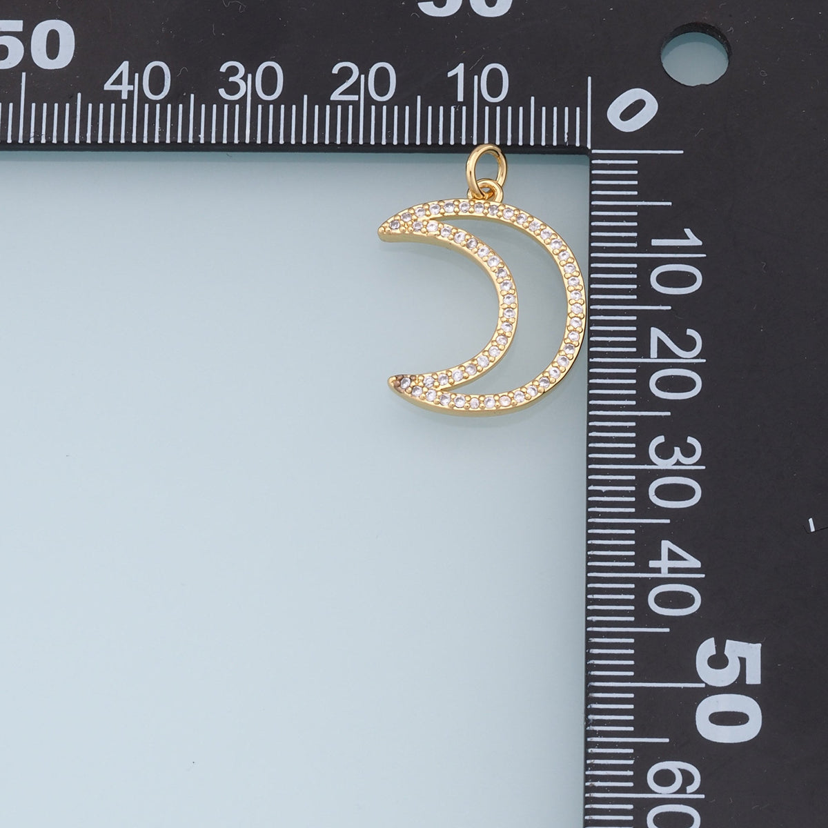 Gold Moon Charms,18K Gold Filled Moon Pendant,CZ Micro Pave Celestial Charm Bracelet Necklace for DIY Jewelry Making Supply