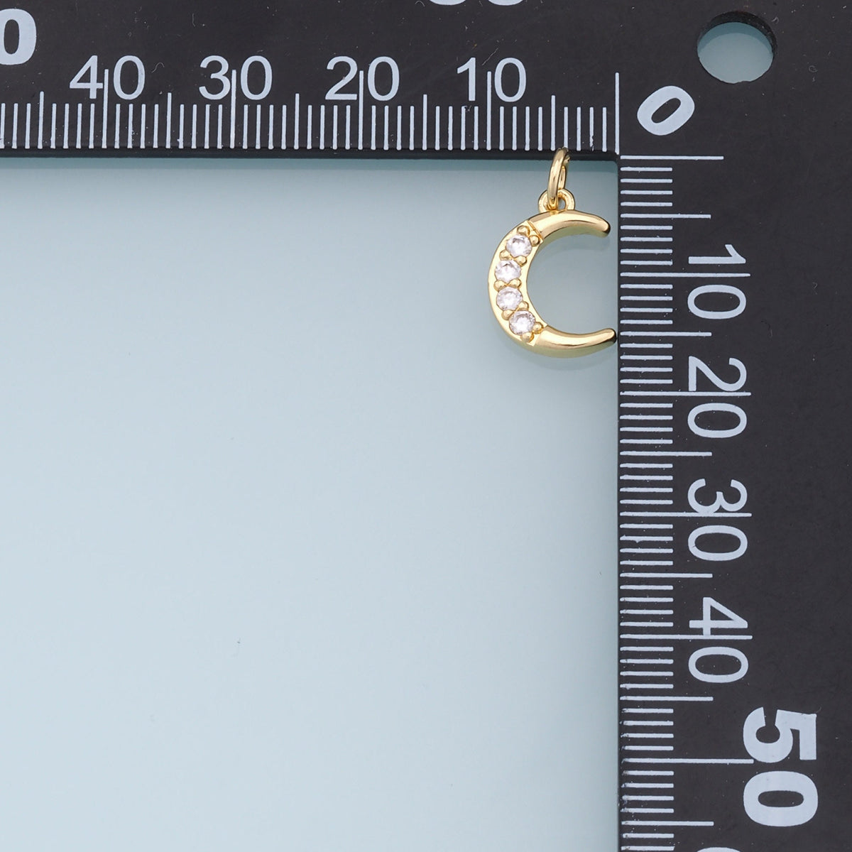Gold Moon Charms,18K Gold Filled Moon Pendant,CZ Micro Pave Celestial Charm Bracelet Necklace for DIY Jewelry Making Supply