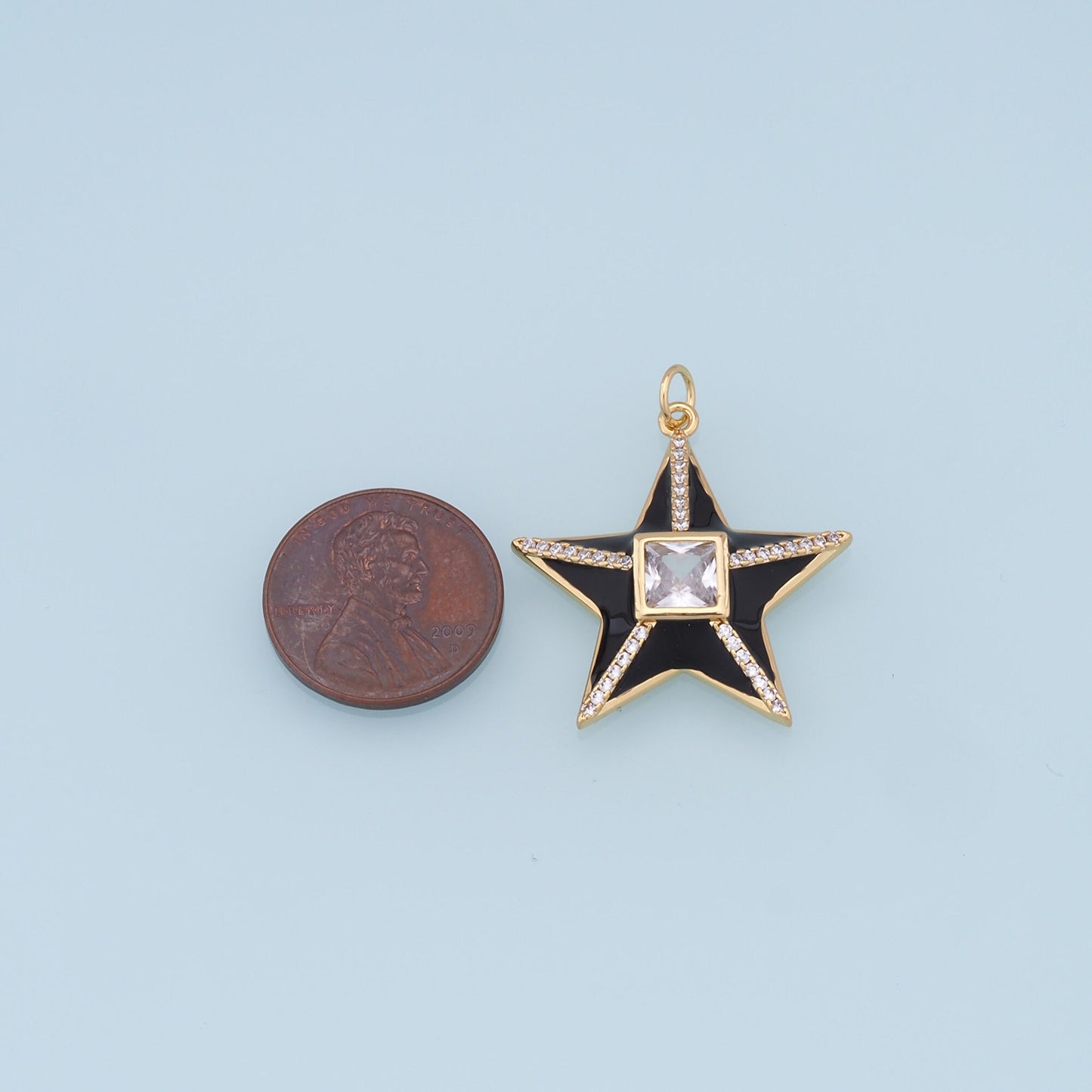 Gold Star Charms,18K Gold Filled enamel Star Pendant,CZ Micro Pave Star Charm Bracelet Necklace for DIY Jewelry Making Supply