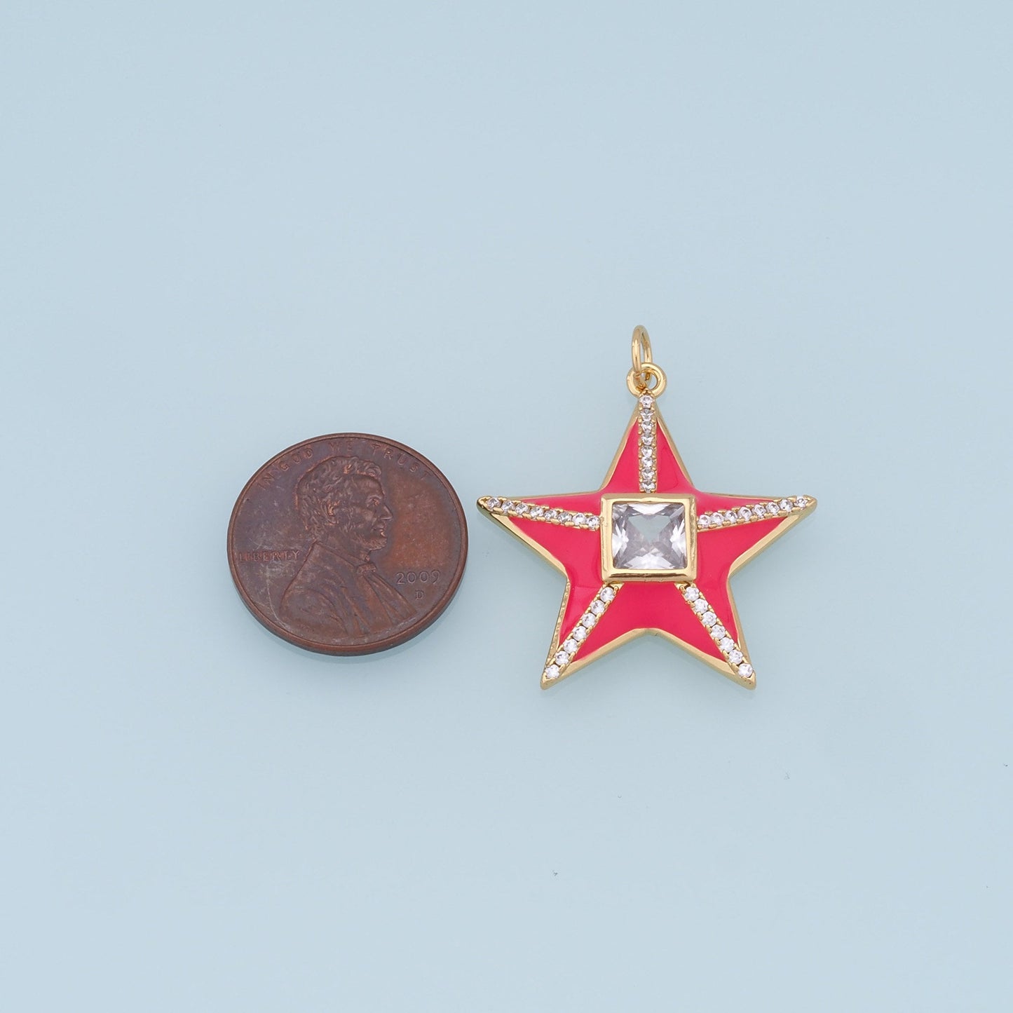 Gold Star Charms,18K Gold Filled enamel Star Pendant,CZ Micro Pave Star Charm Bracelet Necklace for DIY Jewelry Making Supply