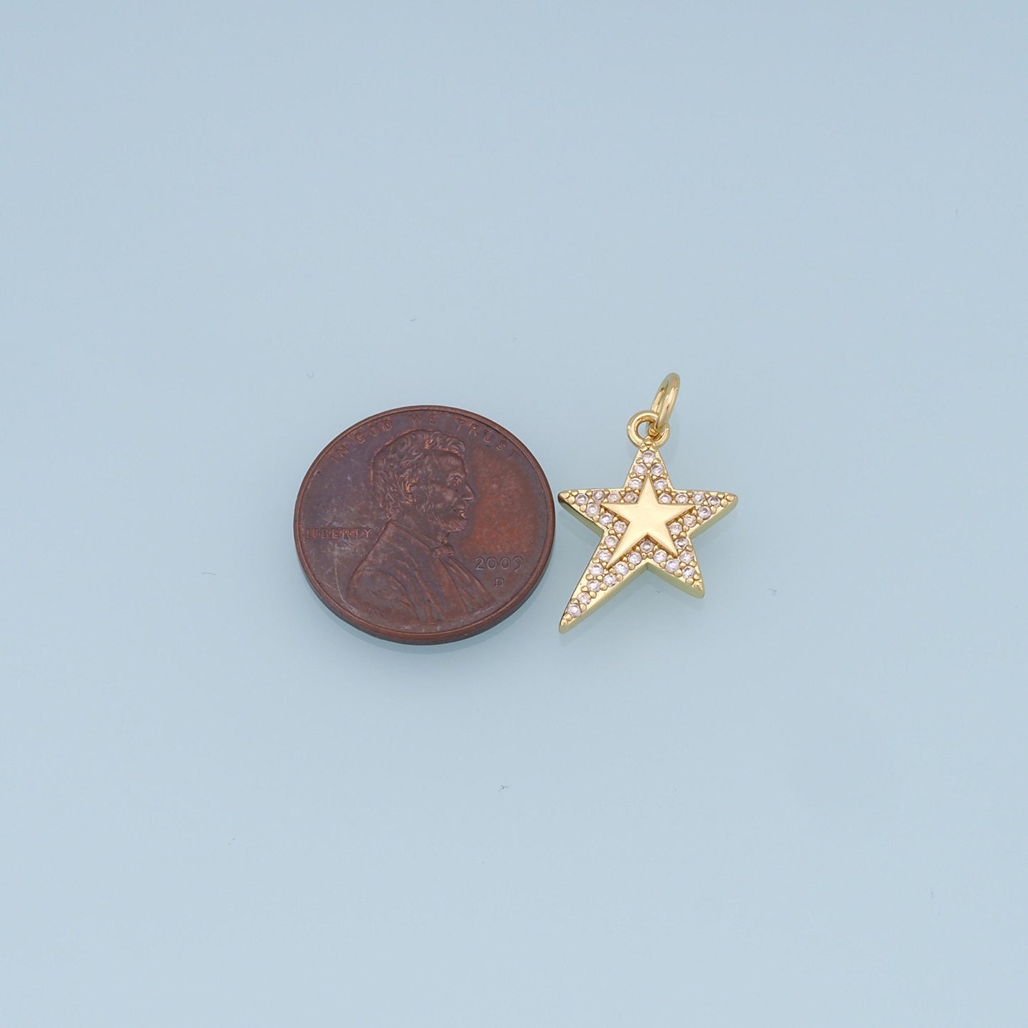 18K Gold Filled Star Pendant,CZ Micro Pave Star Charm Bracelet Necklace for DIY Jewelry Making Supply