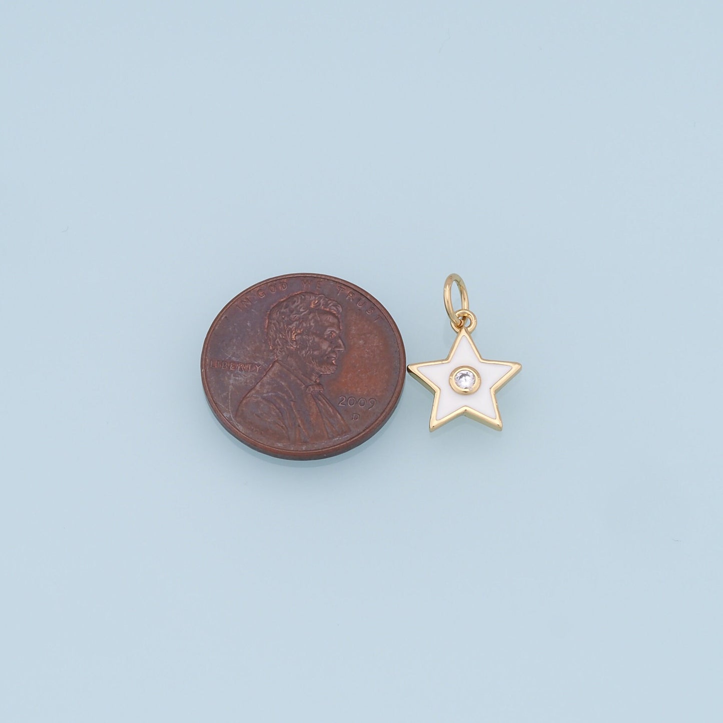 Gold Star Charms,18K Gold Filled Enamel Star Pendant,CZ Star Charm Bracelet Necklace for DIY Jewelry Making Supply