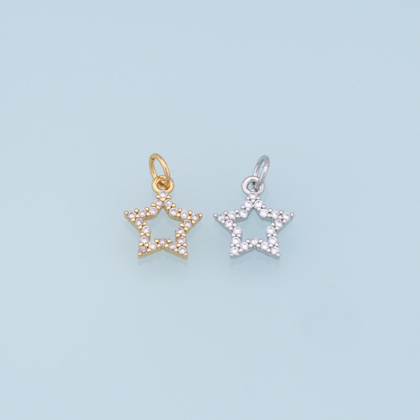 18K Gold Filled Star Pendant,CZ Star Charm Bracelet Necklace for DIY Jewelry Making Supply