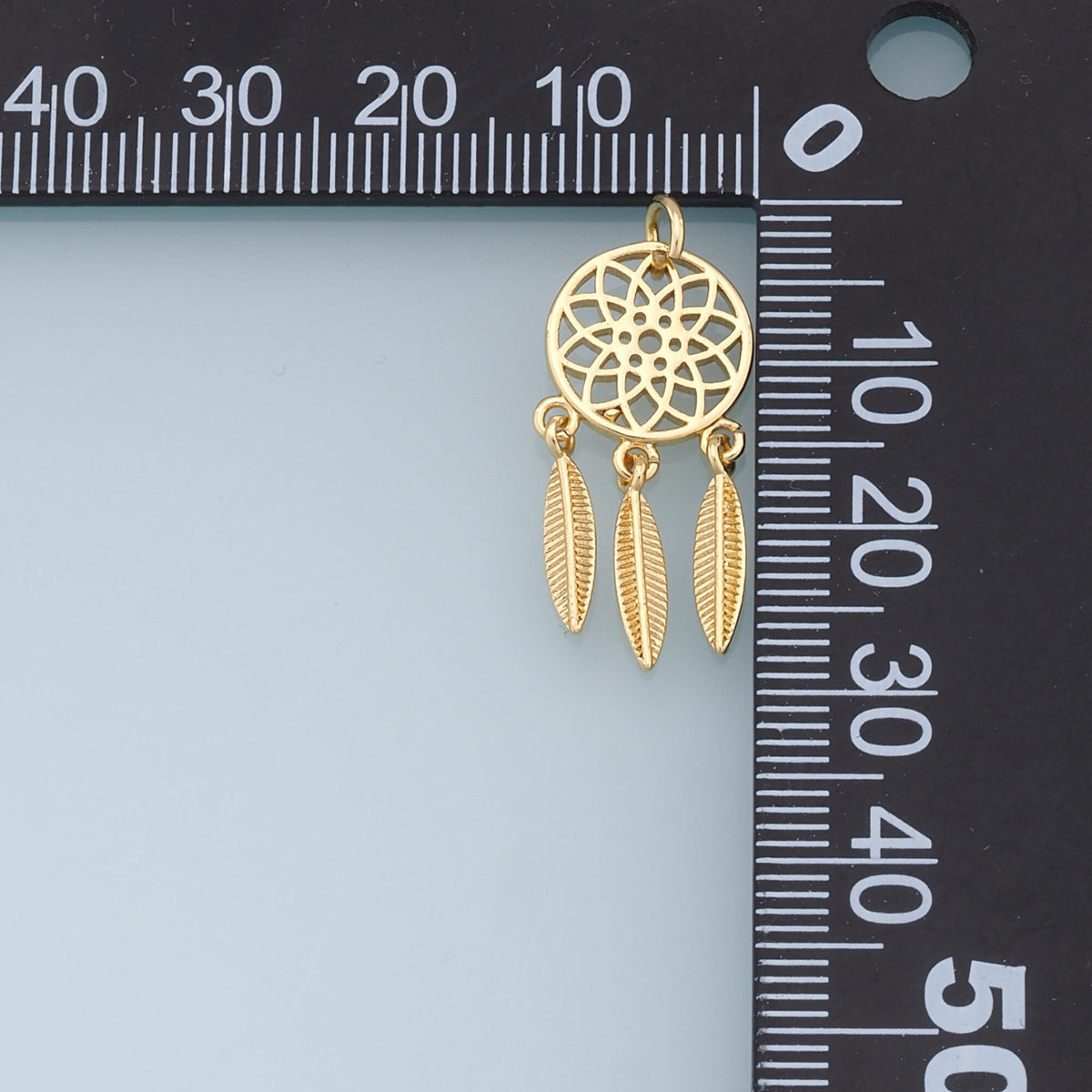 Gold dreamcatcher tassel Charms, 18K Gold Filled semicircle Pendant,Flowers Charm Bracelet Necklace for DIY Jewelry Making Su