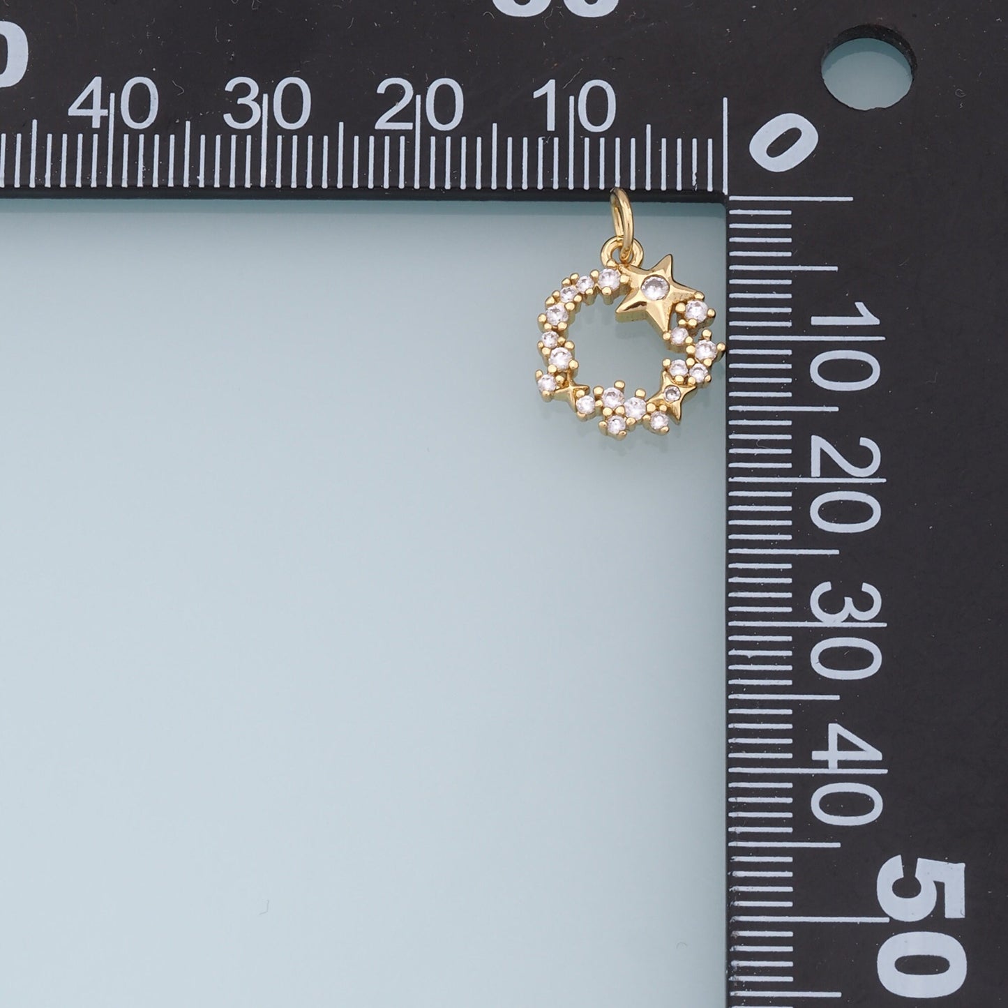 Gold Round Star Charms,18K Gold Filled Star Pendant,CZ Star Charm Bracelet Necklace for DIY Jewelry Making Supply