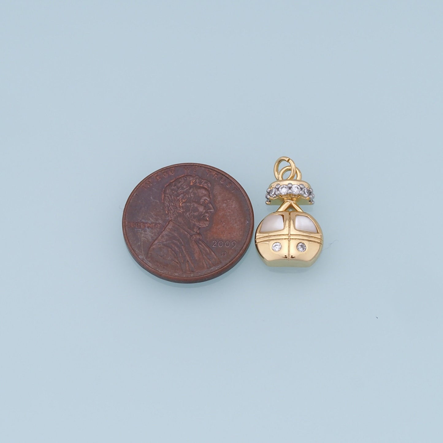 Gold Cable Car Charms,18K Gold Filled CZ Cable Car Pendant,Ski Lift Charm Bracelet Necklace for DIY Jewelry Making Supply