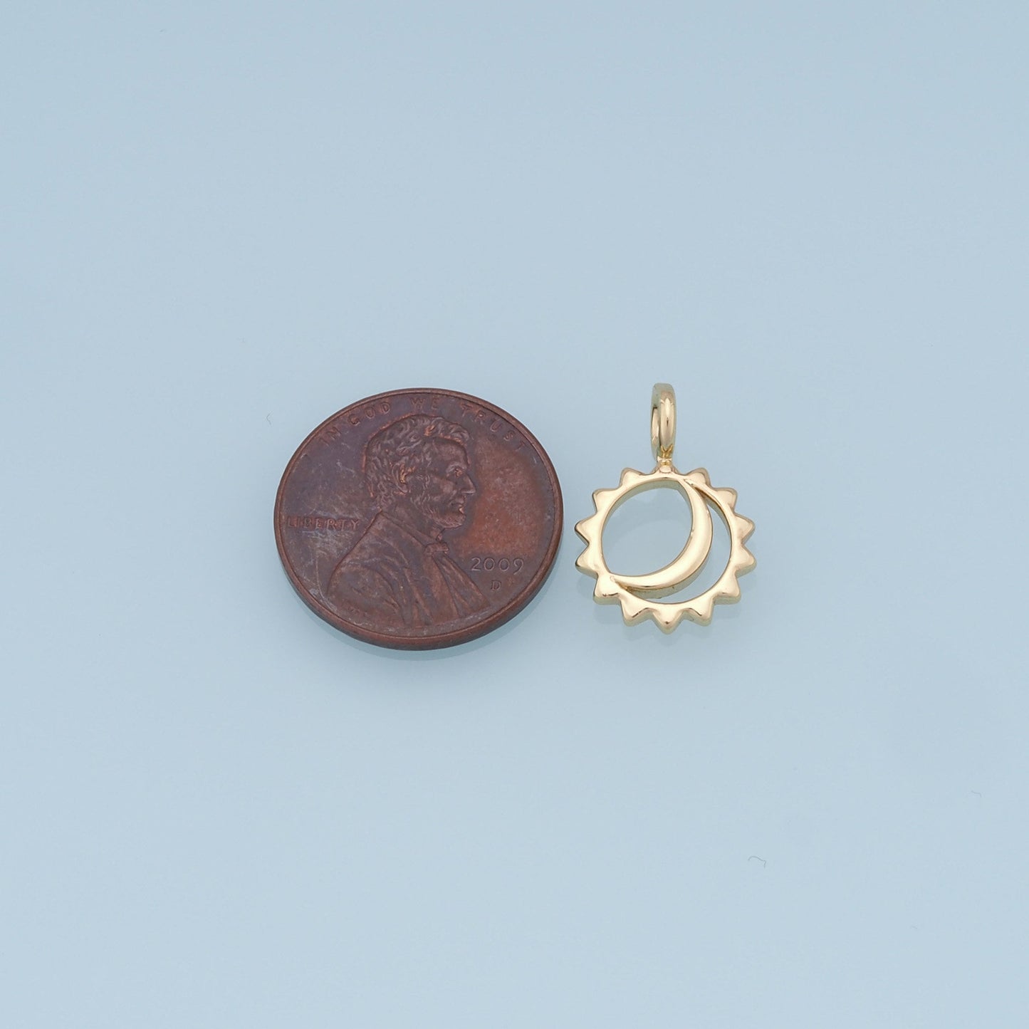 Gold Moon Sun Charms,18K Gold Filled Sun Pendant,Celestial Charm Bracelet Necklace for DIY Jewelry Making Supply