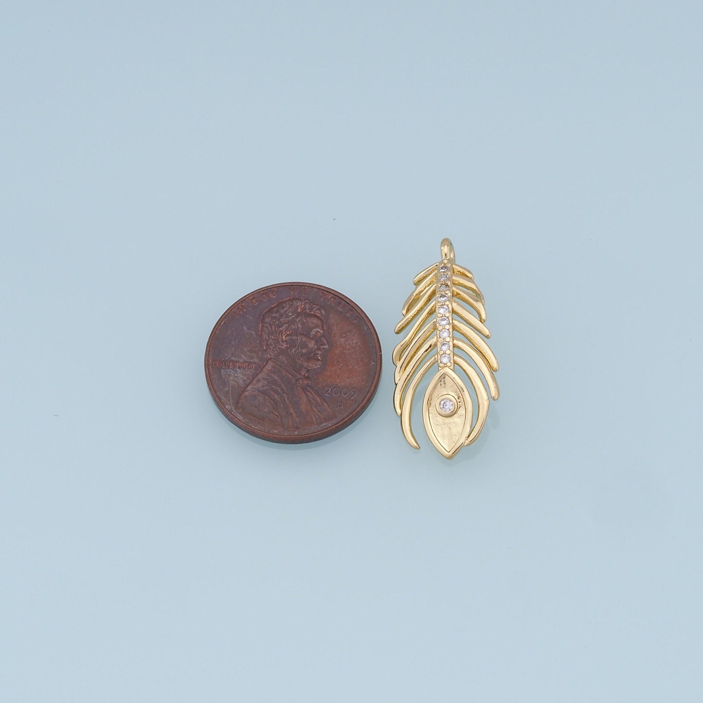 Gold Leaf Charms,18K Gold Filled Feather Pendant,CZ Micro Pave Leaf Charm Bracelet Necklace for DIY Jewelry Making Supply