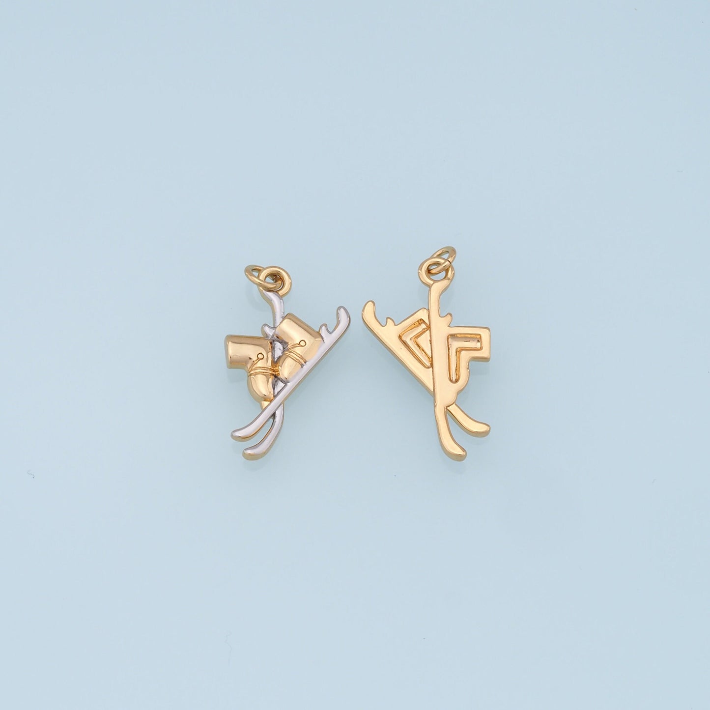 Ski Shoes with Silver Skates Charms,18K Gold Filled Ski Shoes Pendant,Skates Charm Bracelet Necklace for DIY Jewelry Making Supply