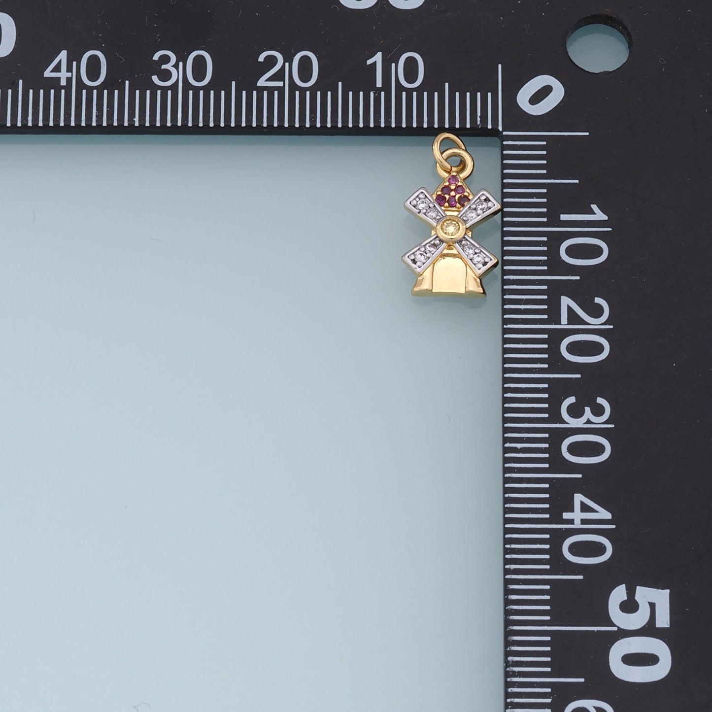 Gold Windmill Charms,18K Gold Filled Windmill Pendant,CZ Windmill Charm Bracelet Necklace for DIY Jewelry Making Supply
