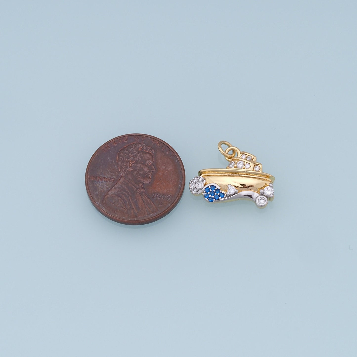 Gold Boat Charms,18K Gold Filled Boat Pendant,cute Charm Bracelet Necklace for DIY Jewelry Making Supply
