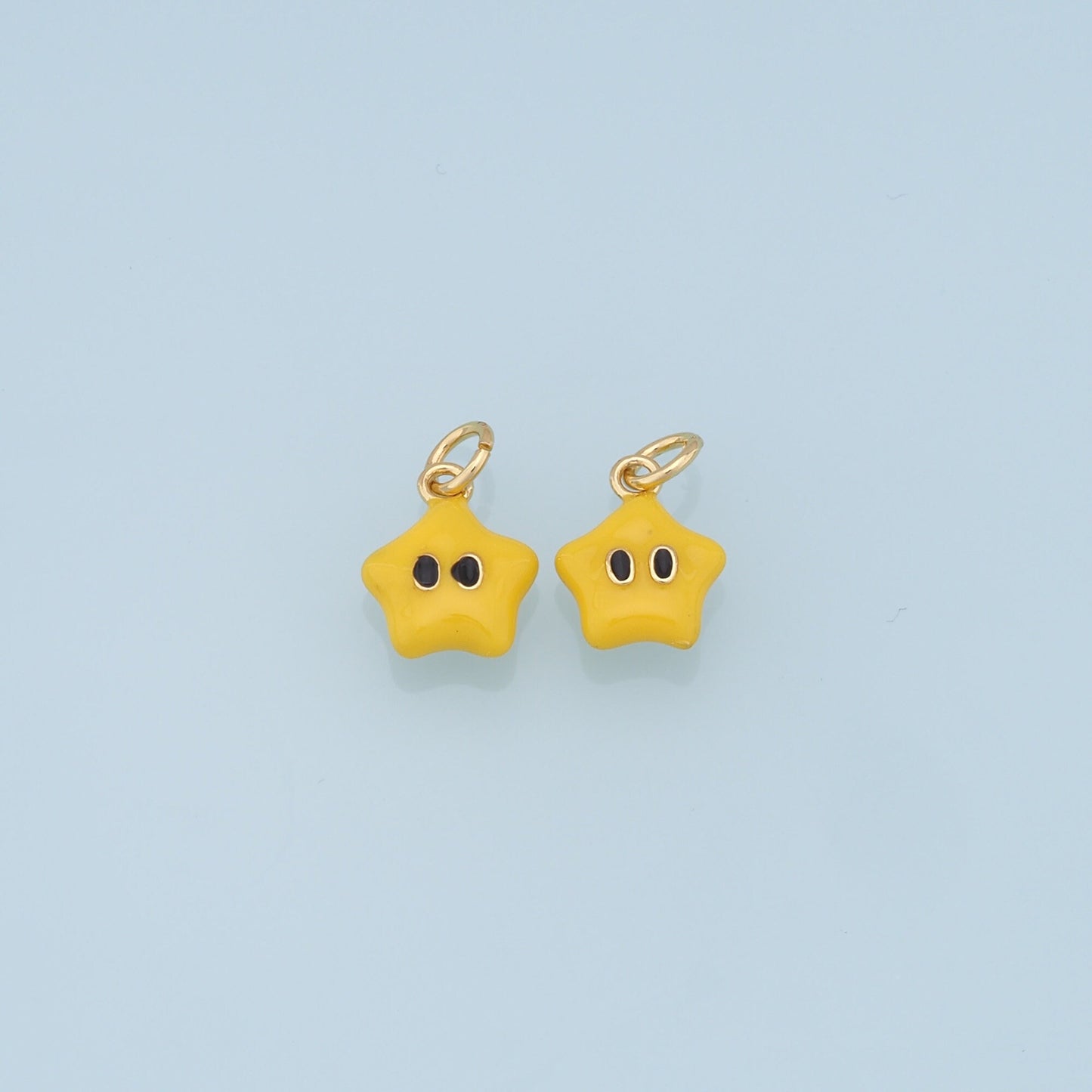 Cute Star Charms,18K Gold Filled Enamel Star Pendant,Kawaii Charm Bracelet Necklace for DIY Jewelry Making Supply