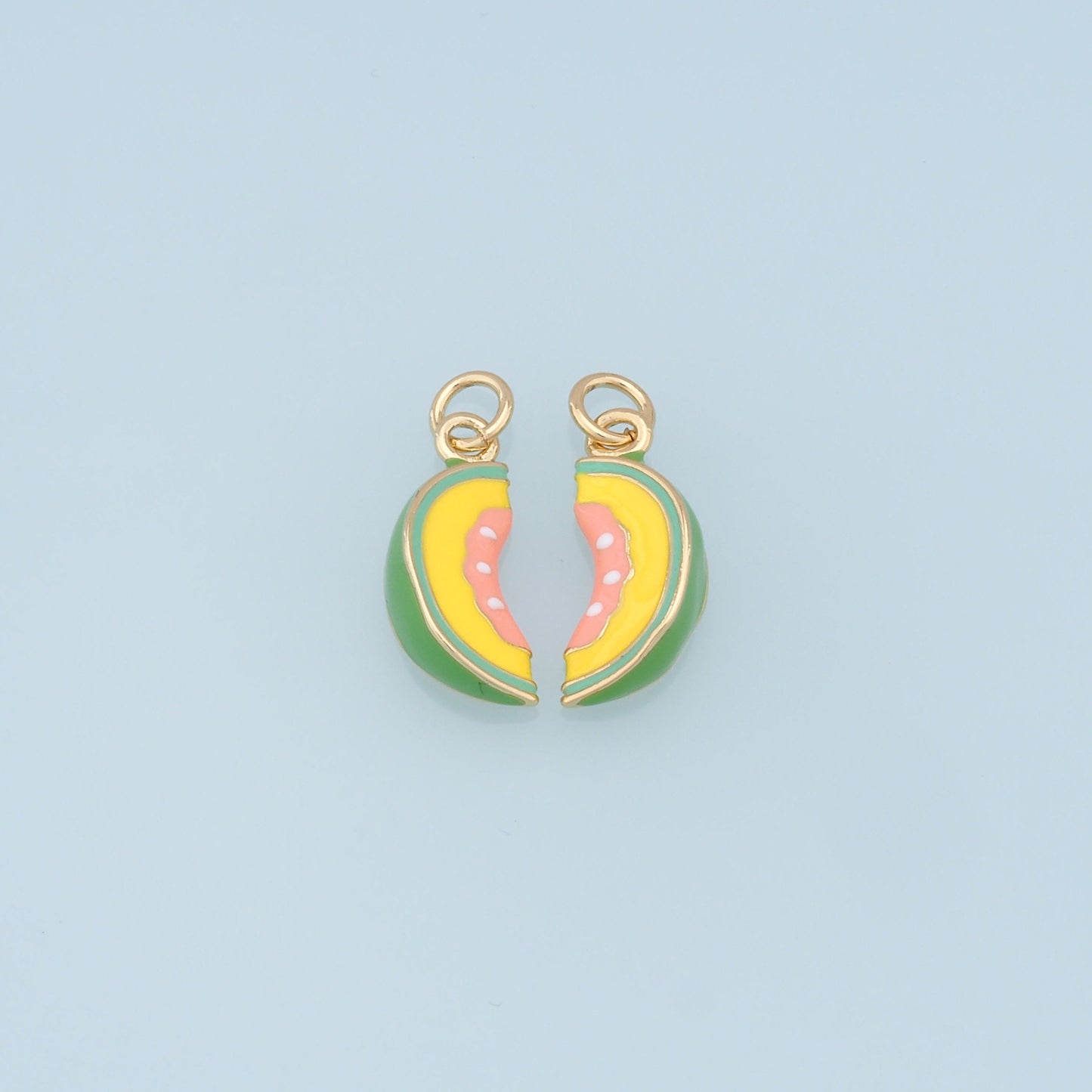 Cartoon Watermelon Charms,18K Gold Filled Enamel Watermelon Pendant,Kawaii Charm Bracelet Necklace for DIY Jewelry Making Supply