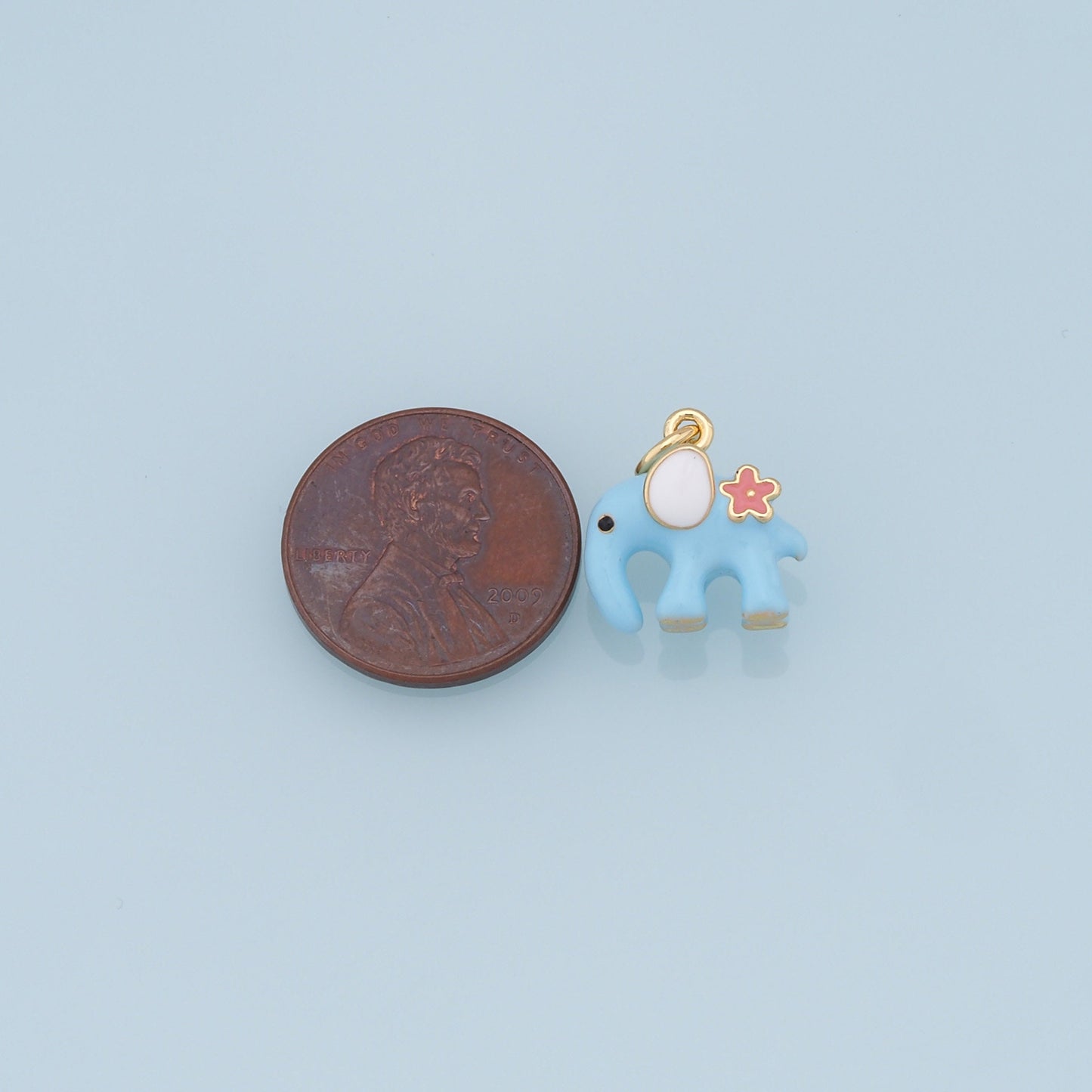 Cute Elephant Charms,18K Gold Filled Enamel Elephant Pendant,Kawaii Charm Bracelet Necklace for DIY Jewelry Making Supply
