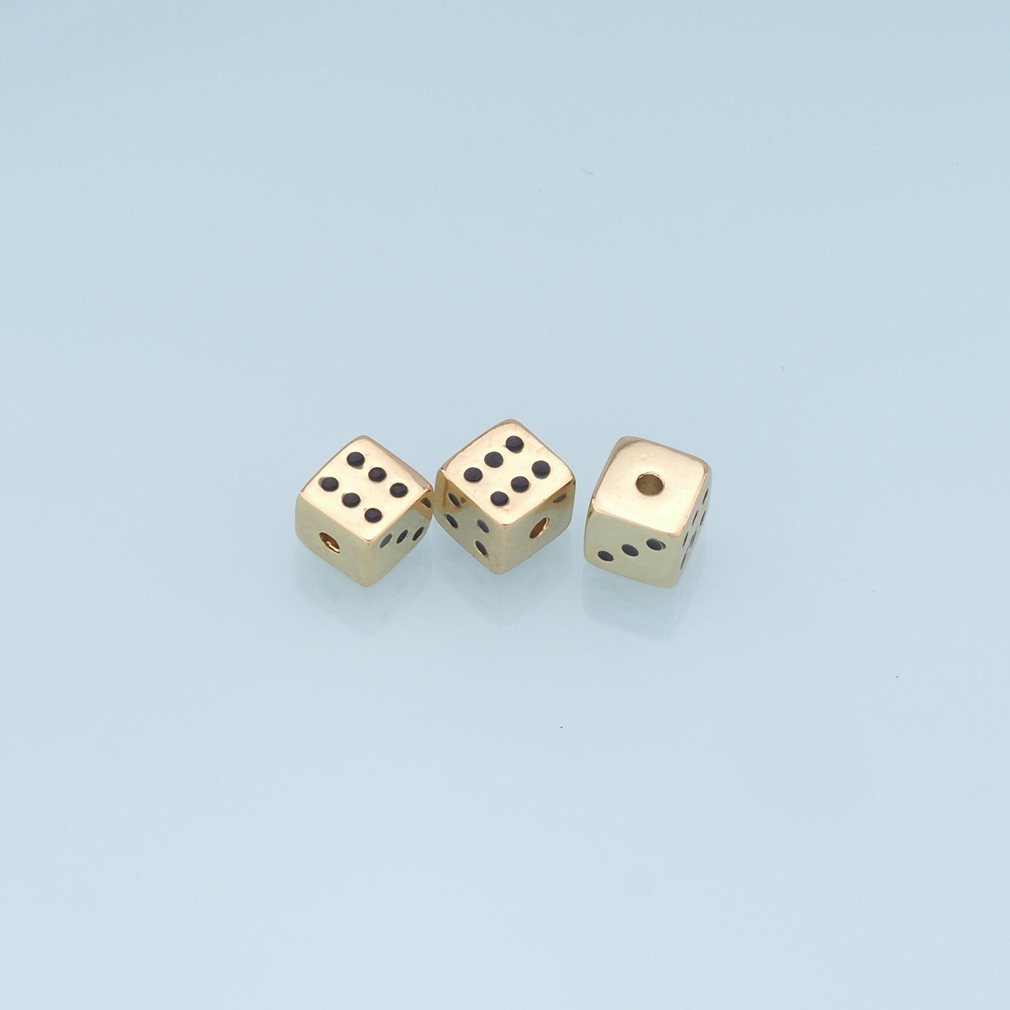 Gold Dice Beads Charms,18K Gold Filled Dice spacer beads,Dice Charms Bracelet Necklace for DIY Jewelry Making Supply