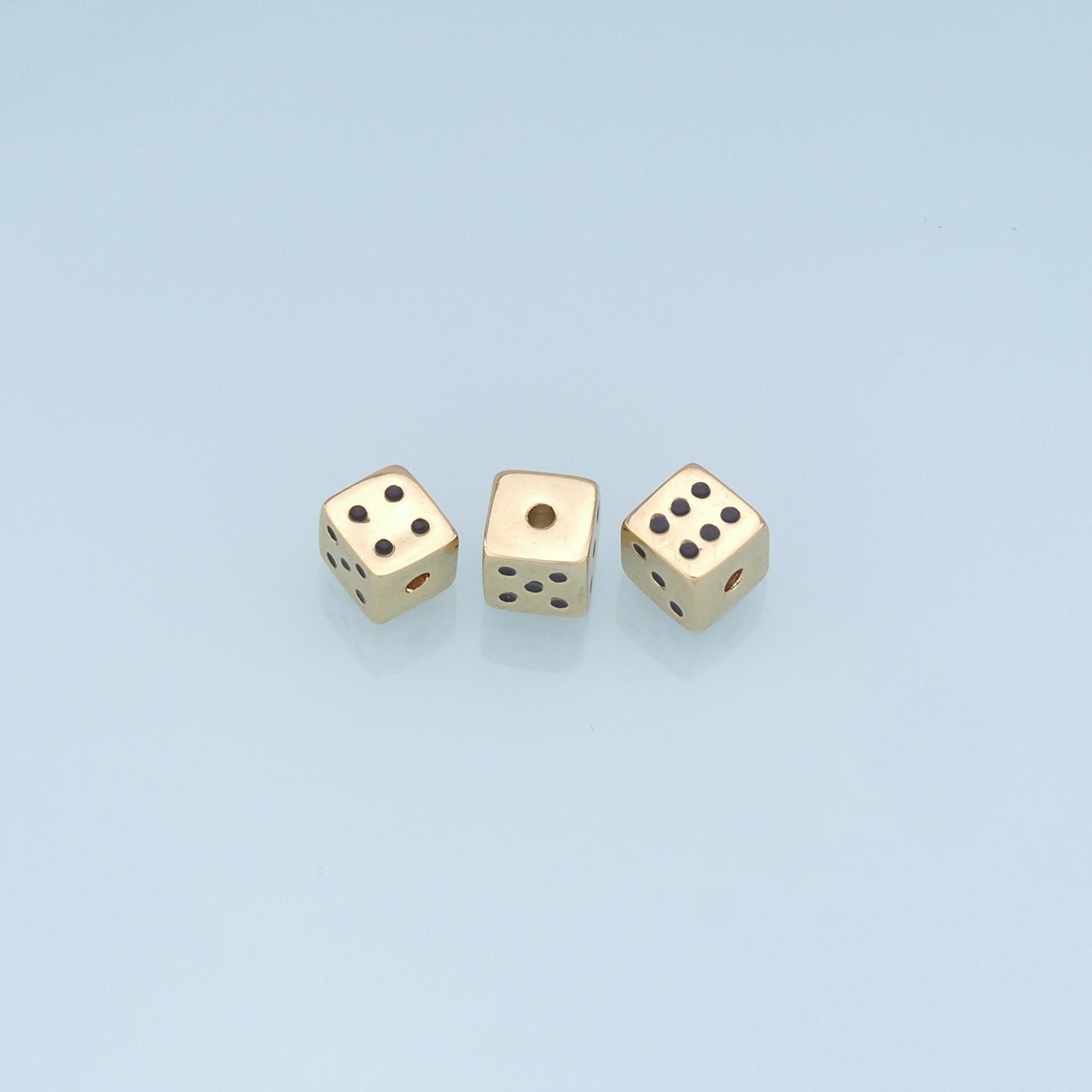 Gold Dice Beads Charms,18K Gold Filled Dice spacer beads,Dice Charms Bracelet Necklace for DIY Jewelry Making Supply