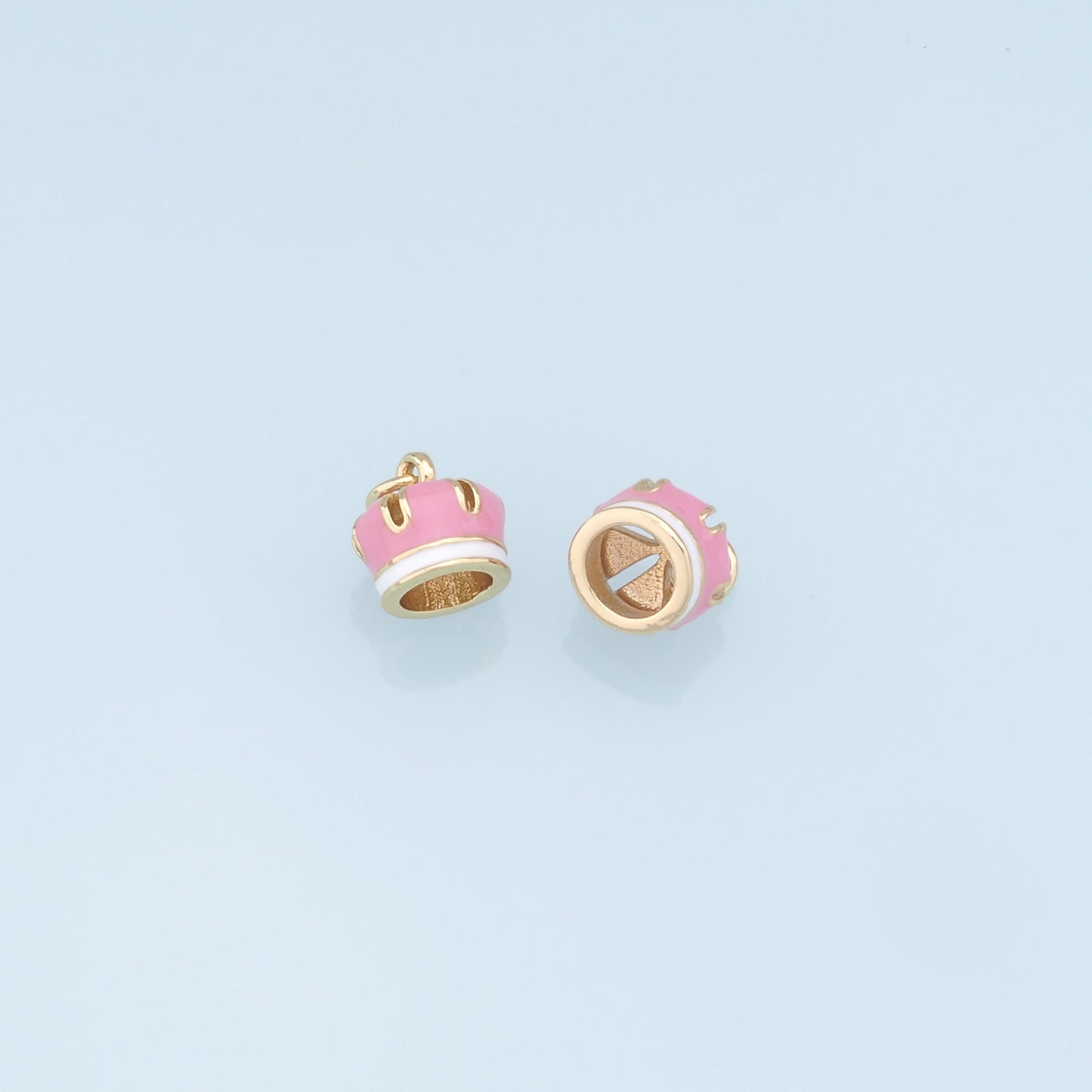 Gold Crown Charms,18K Gold Filled Enamel Crown Pendant,Pink Crown Charm Bracelet Necklace for DIY Jewelry Making Supply