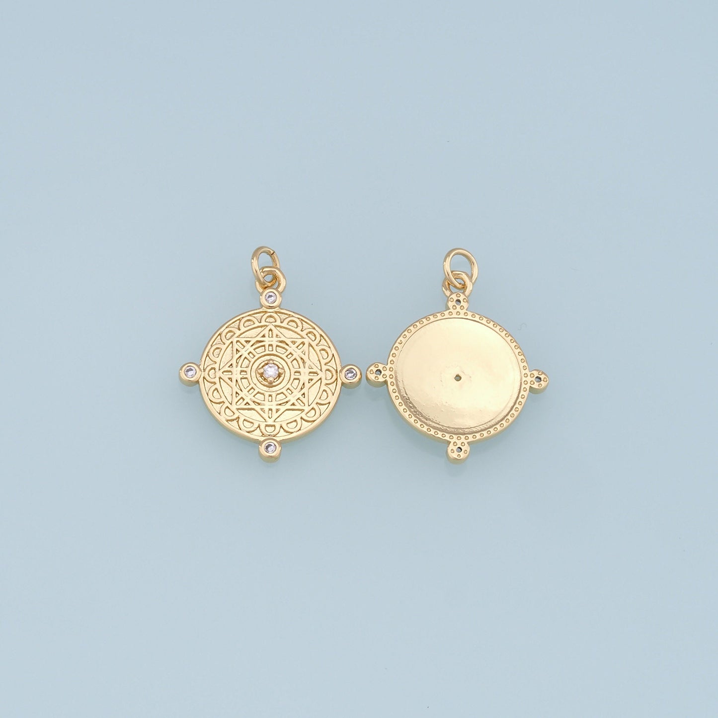 Gold David Star Charms,18K Gold Filled Round Pendant,Star Charm Bracelet Necklace for DIY Jewelry Making Supply
