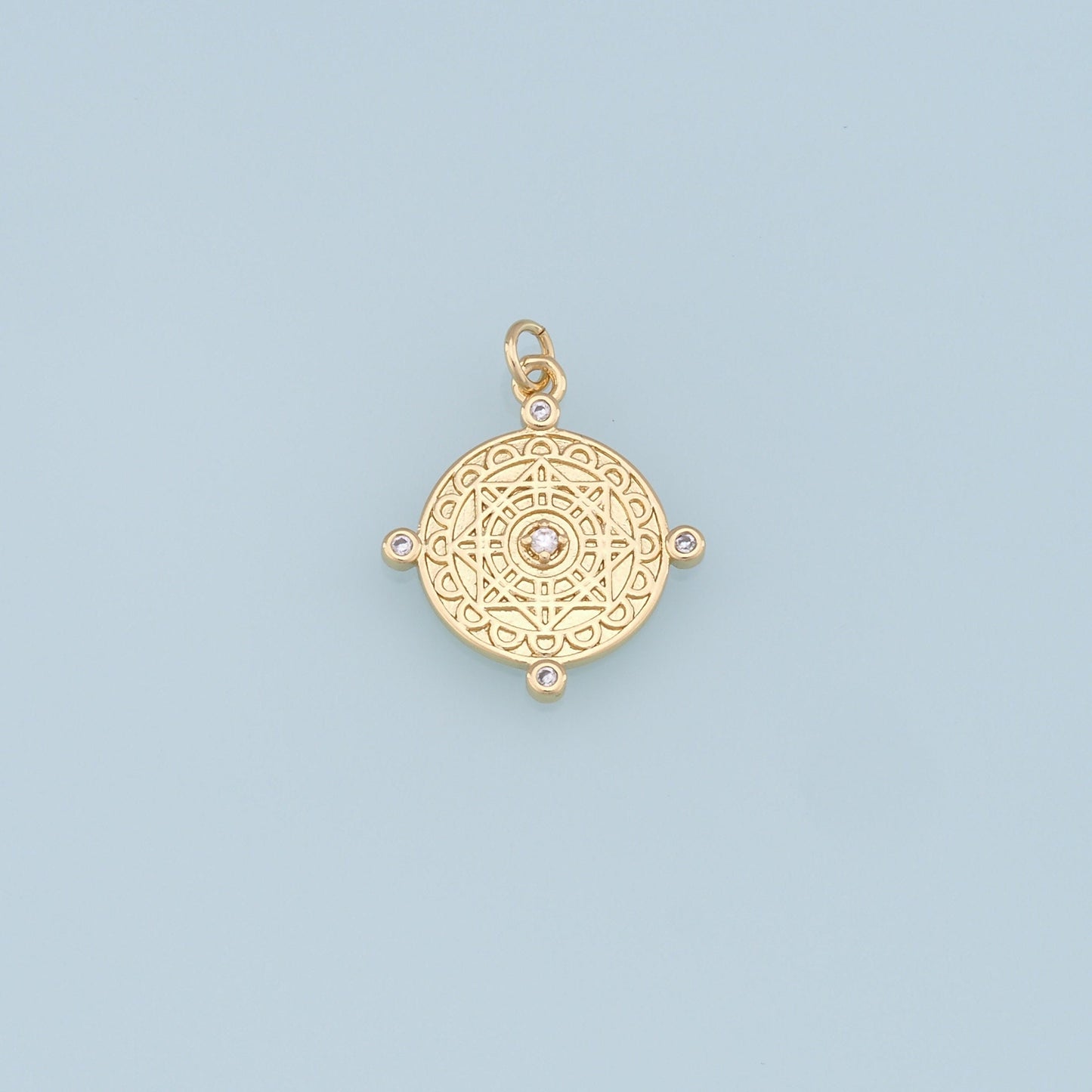 Gold David Star Charms,18K Gold Filled Round Pendant,Star Charm Bracelet Necklace for DIY Jewelry Making Supply