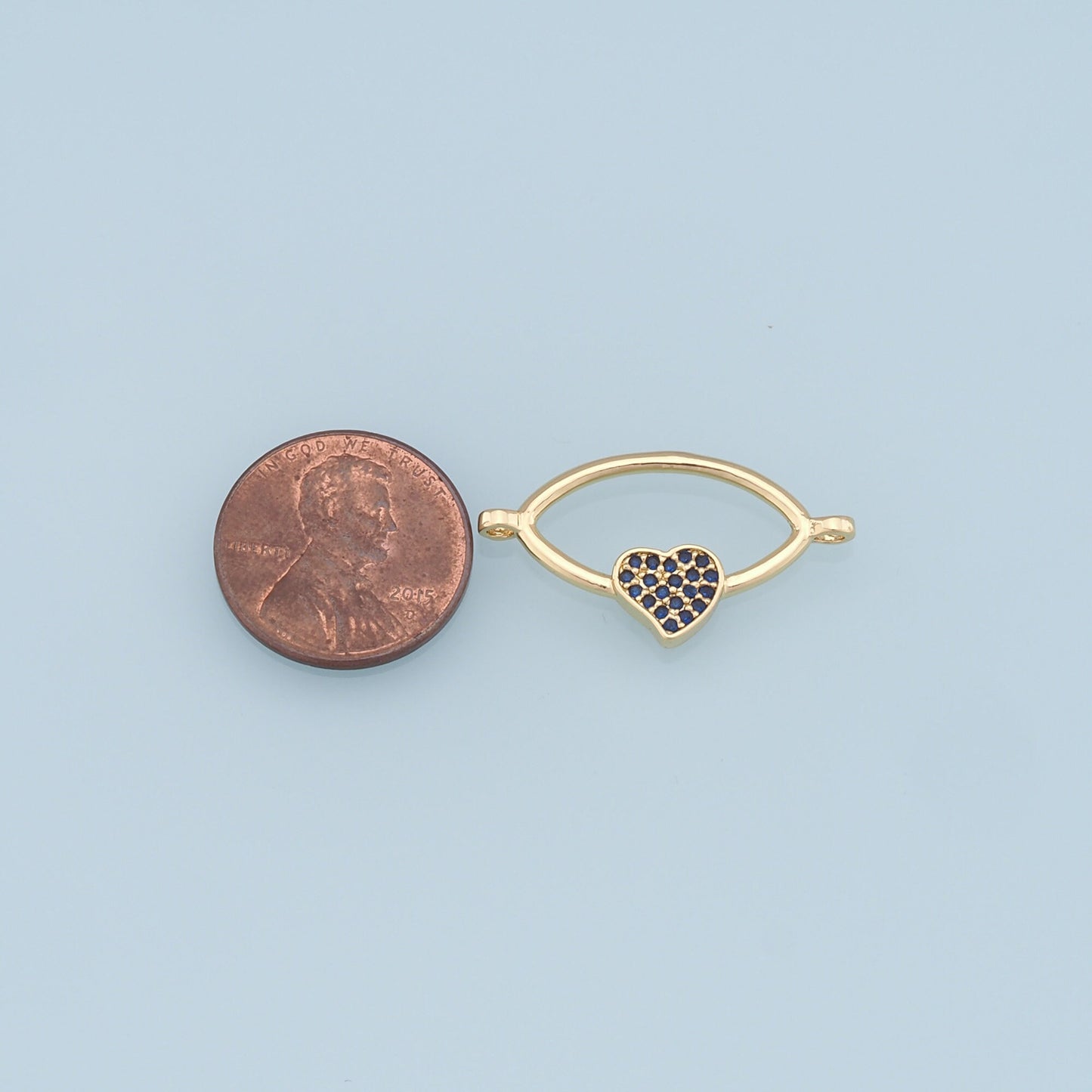 Gold Oval Heart Connector Charms,18K Gold Filled CZ Heart Pendant,Heart Charm Bracelet Necklace for DIY Jewelry Making Supply