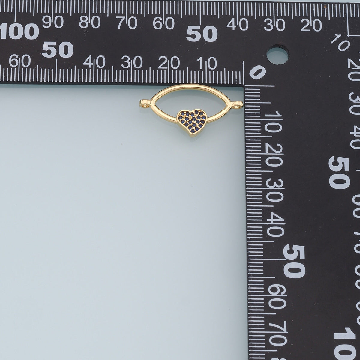 18K Gold Filled Cubic Zirconia Heart Connector for Jewelry Making