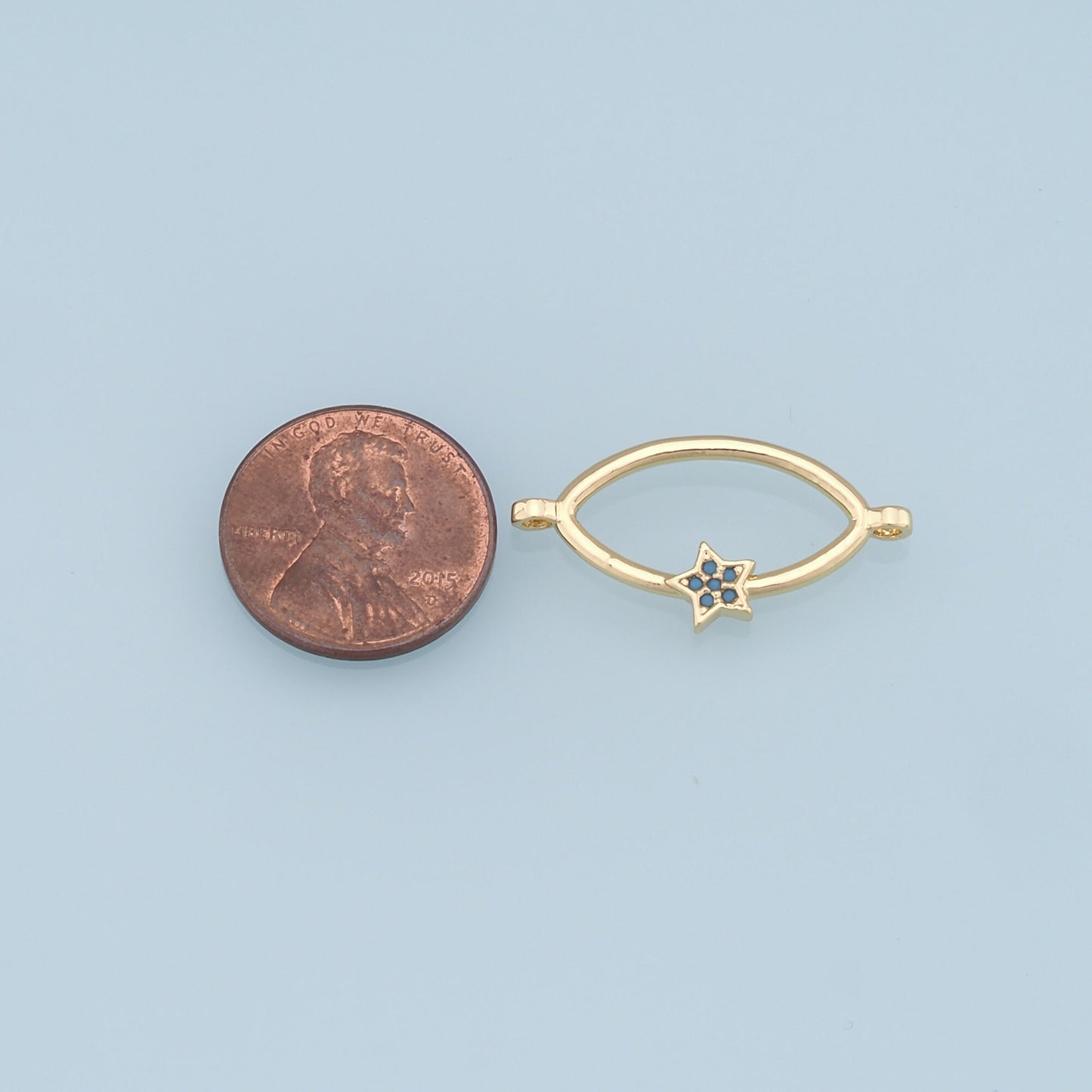 Gold Oval Star Connector Charms,18K Gold Filled Star Pendant,CZ Star Charm Bracelet Necklace for DIY Jewelry Making Supply