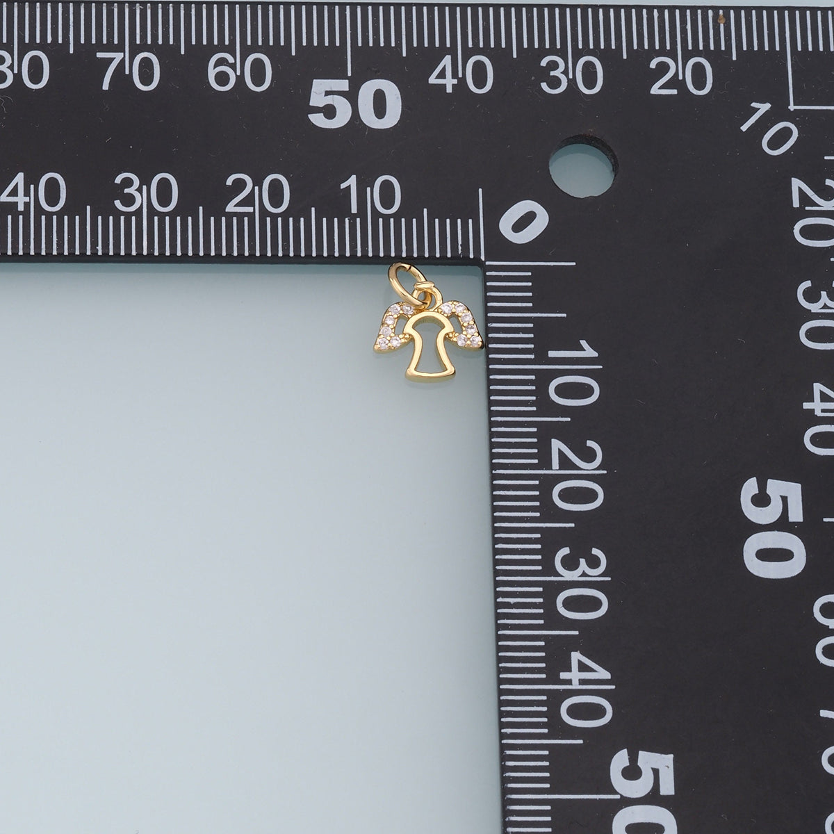 18K Gold Filled Cubic Zirconia Angel Charm Pendant for Jewelry Making