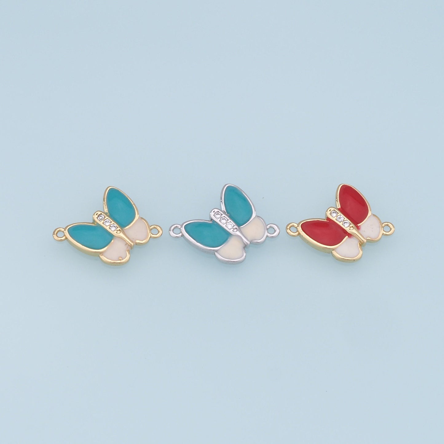 Gold Butterfly Connector Charms,18K Gold Filled Enamel Butterfly Pendant,Butterfly Charm Bracelet Necklace for DIY Jewelry Making Supply