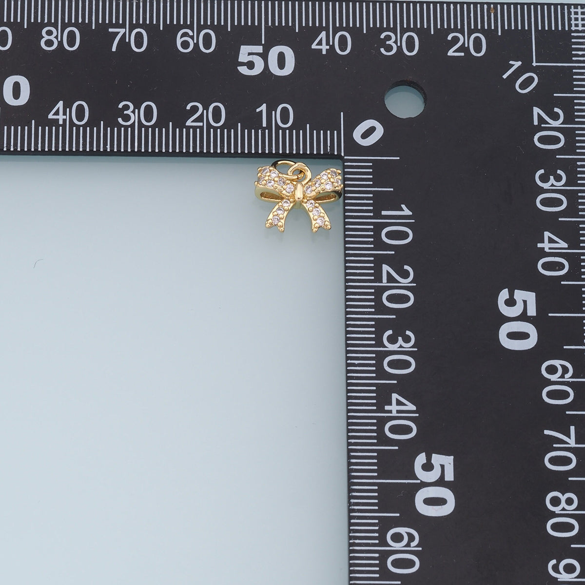 18K Gold Filled Cubic Zirconia Bow Charm Pendant for Jewelry Making