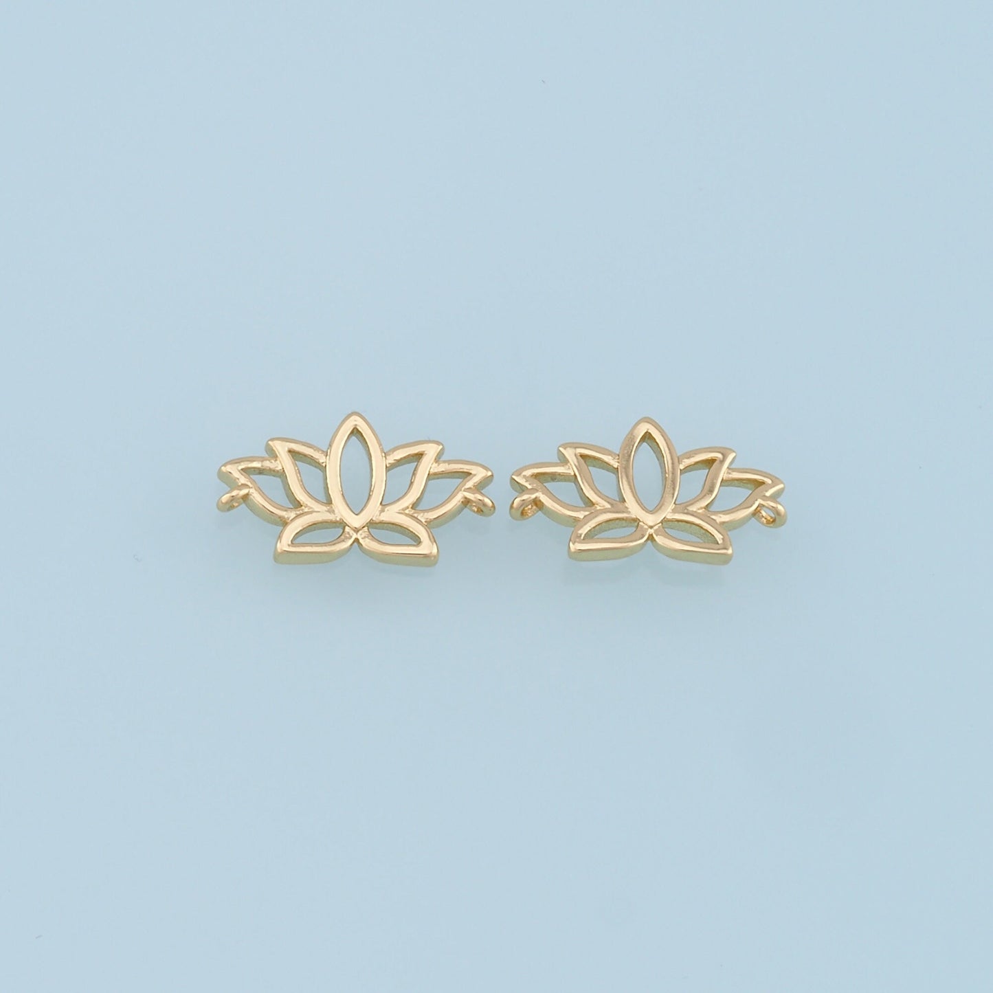 Gold Lotus Connector Charms,18K Gold Filled lotus Pendant,Silver lotus Charm Bracelet Necklace for DIY Jewelry Making Supply